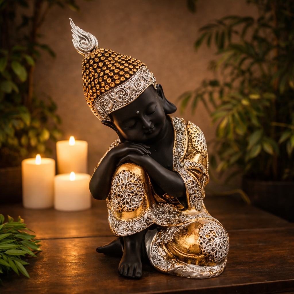 Buddha Statues | Lord Gautam Buddha Sitting Pose Idol Showpiece - For Living room, Home, Table, Shelf, Office Décor | Housewarming & Birthday Gift - 10 Inch - Apkamart
