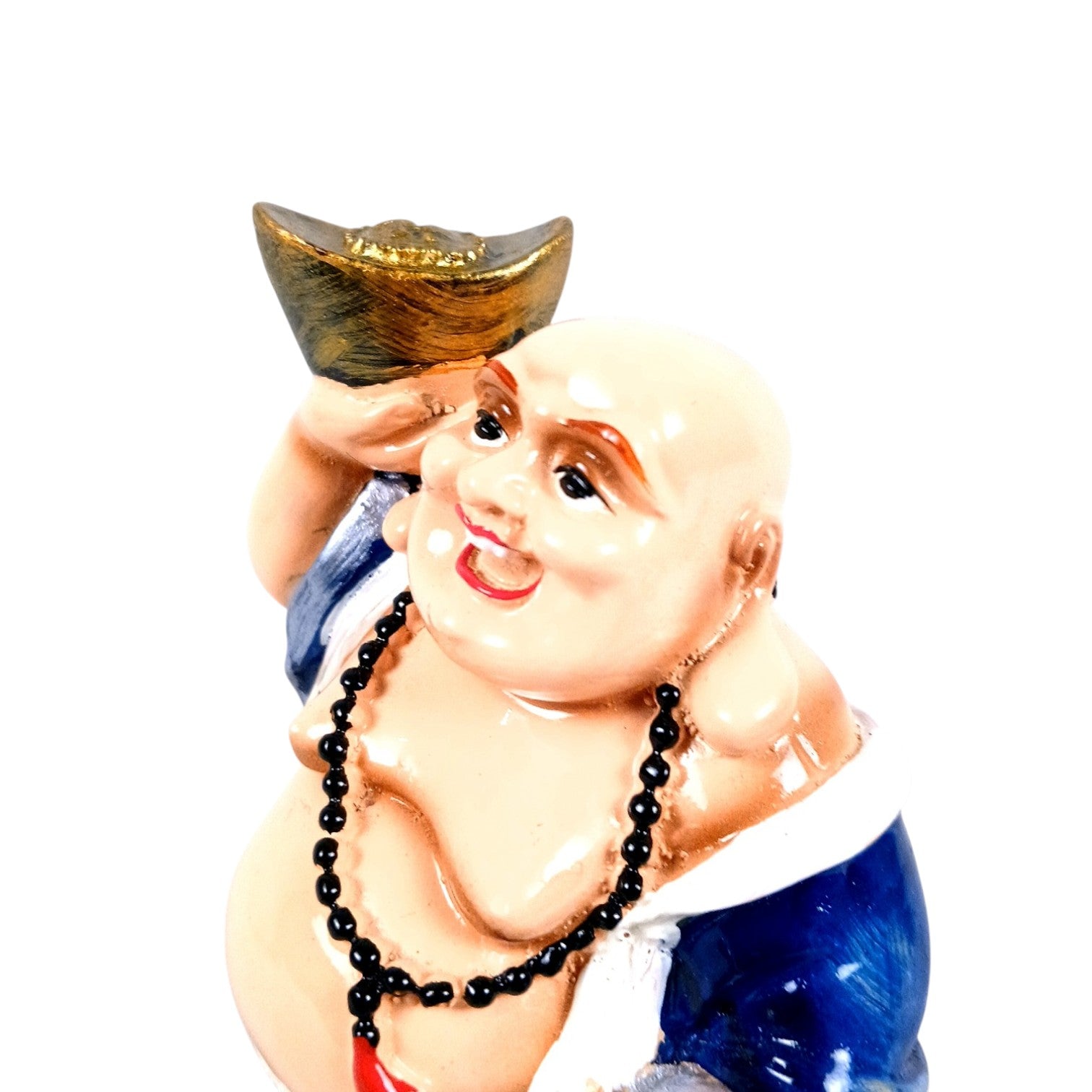 Laughing Buddha Statue with Bowl in Hand | Buddha Showpiece with Money Bag for Wealth | For Good Luck, Home, Table & Office Decor & Gift - Symbol of wealth, good luck & prosperity - 5 Inch - Apkamart