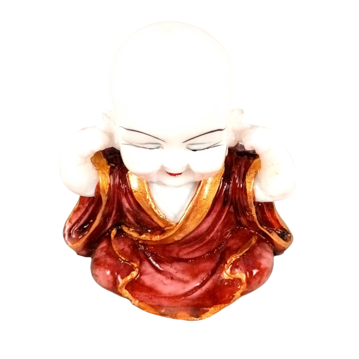 Baby Monk Laughing Buddha Statue | Cute Buddha Showpiece for Home Decor & Vastu | Decorative Figurine for Living Room, Table & Gifting - (Pack Of 2) - Apkamart