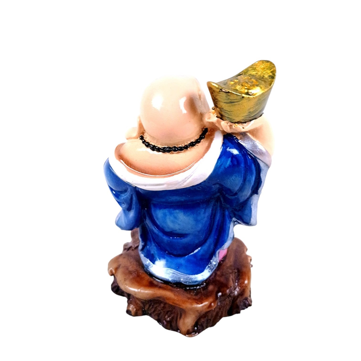 Laughing Buddha Statue | Monk Showpiece with Money Bag for Wealth | Good Luck, Money, Health and fulfillment. - For Home, Table & Office Decor & Gift - 4 Inch - Apkamart