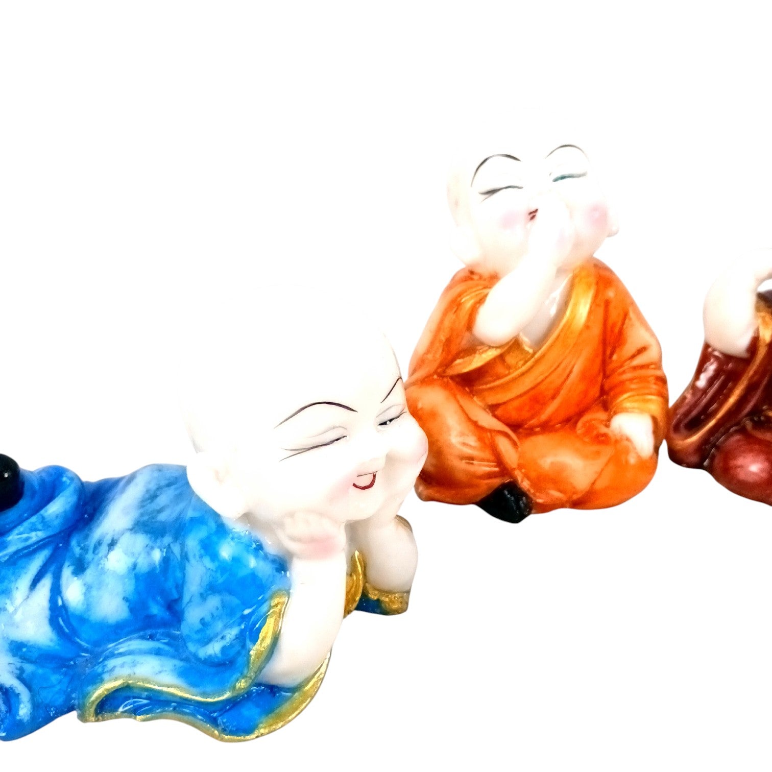 Baby Monk Laughing Buddha Showpiece | Cute Buddha for Home Decor & Office Decor | Decorative Figurine for Living Room, Table & Gifting - (pack Of 4) - Apkamart