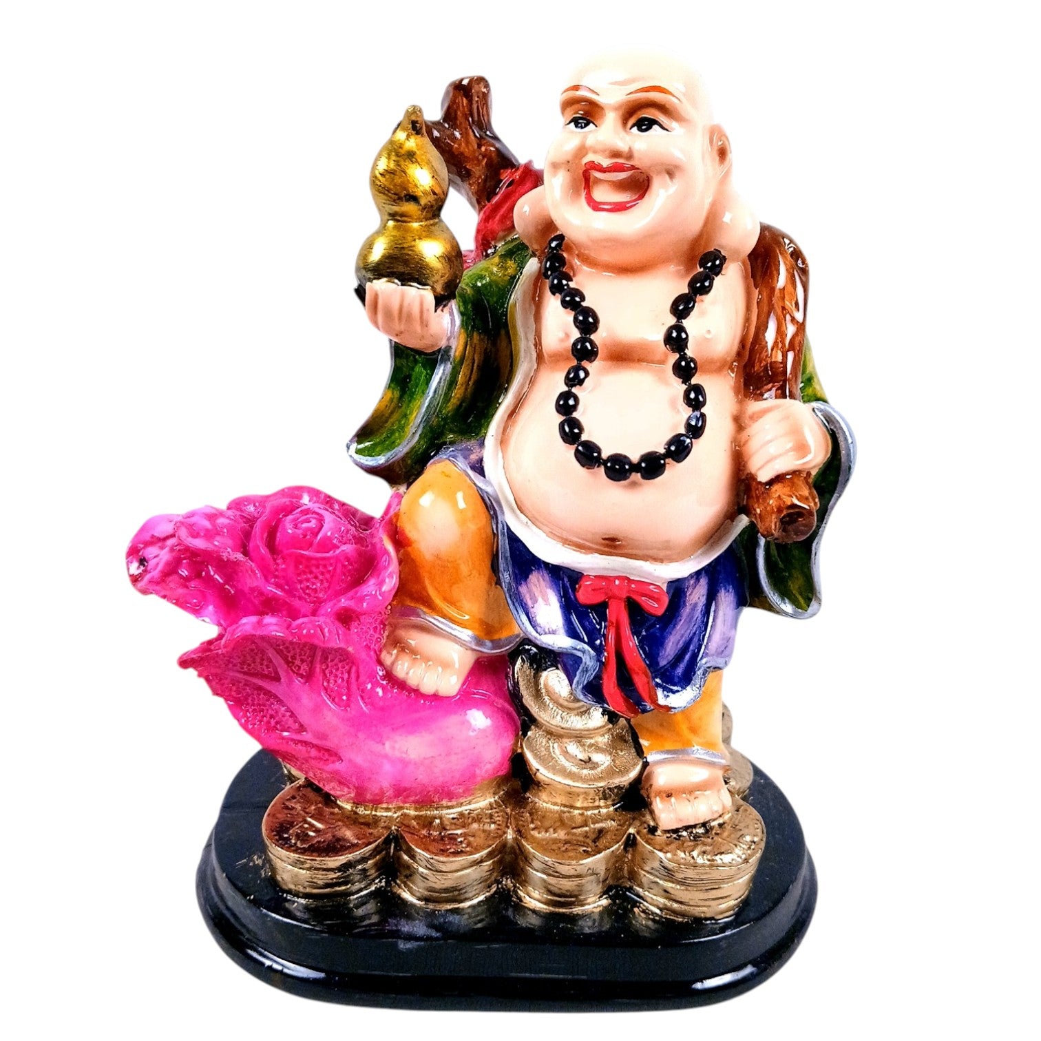 Buddha Showpiece with Rustic Look | Feng Shui Decor - For Good Luck, Home, Table, Office Decor & Gift - 6 Inch - Apkamart