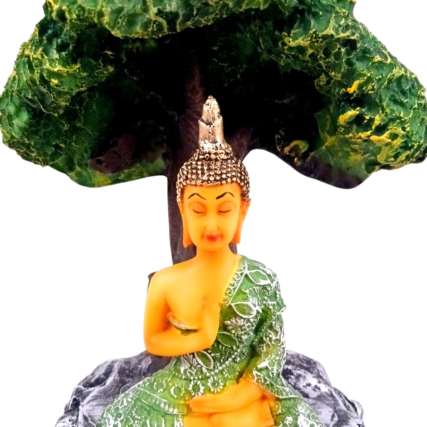 Buddha Statue | Lord Gautam Buddha Idol in Meditation Under Tree Showpiece -For Living room, Home, Table, Shelf, Office Decor & Gift - 9 Inch - Apkamart