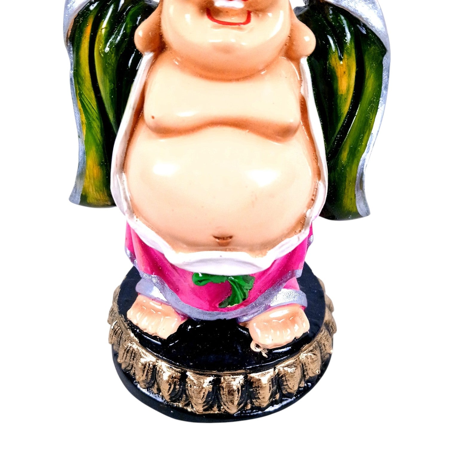 Laughing Buddha Statue with Rustic Look | Buddha Showpiece with Money Bag for Wealth | For Table & Office Decor & Gift - Symbol of wealth,Success, Victory & prosperity - 5 Inch - Apkamart