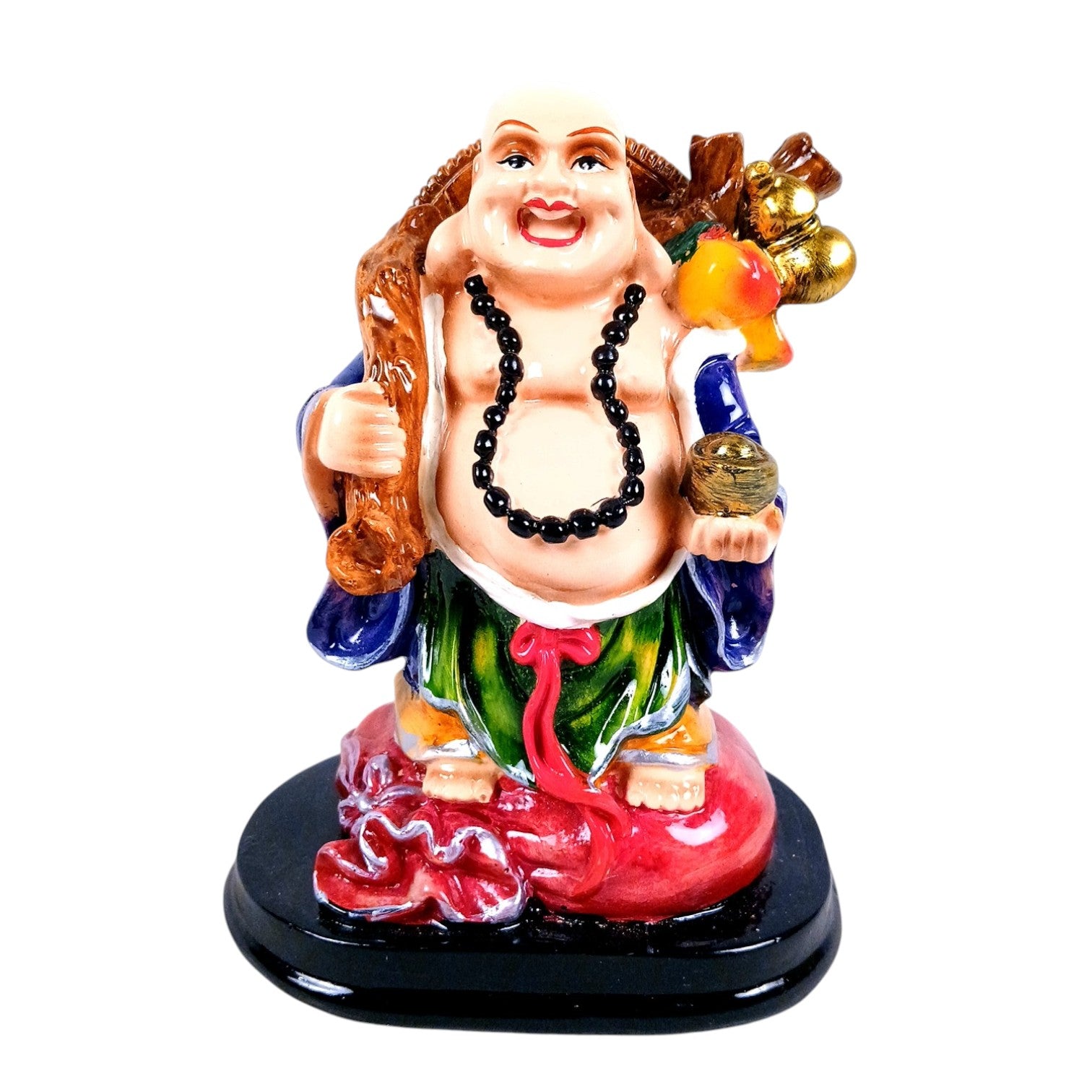 Buddha Showpiece with Rustic Look | Feng Shui Decor - For Good Luck, Home, Table, Office Decor & Gift- Fo Health Wealth And Prodperirty - 6 Inch - Apkamart