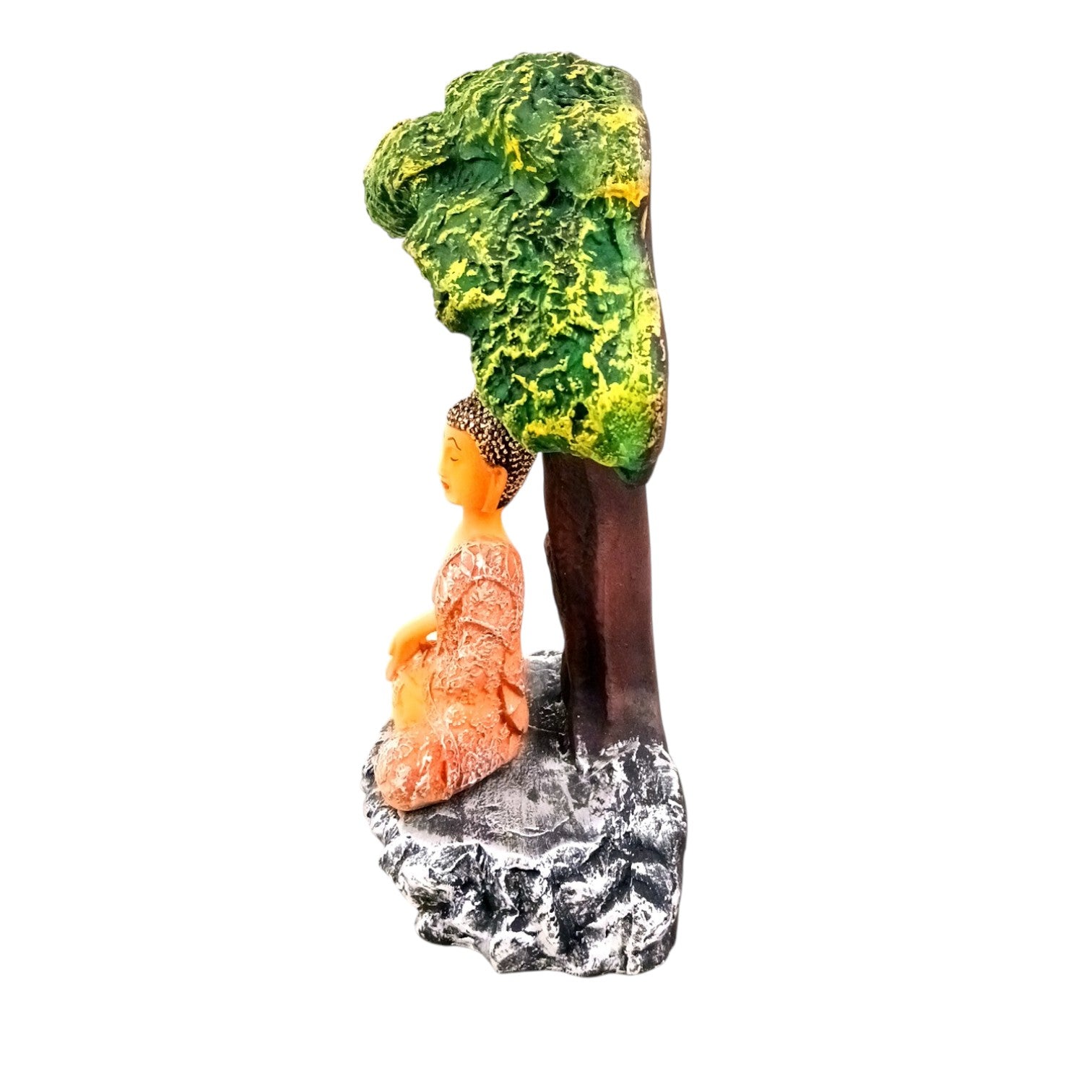 Buddha Statue | Lord Gautam Buddha in Meditation Under Tree Idol Showpiece - For Living room, Home, Table, Shelf, Office Decor & Gift - 9 Inch - Apkamart