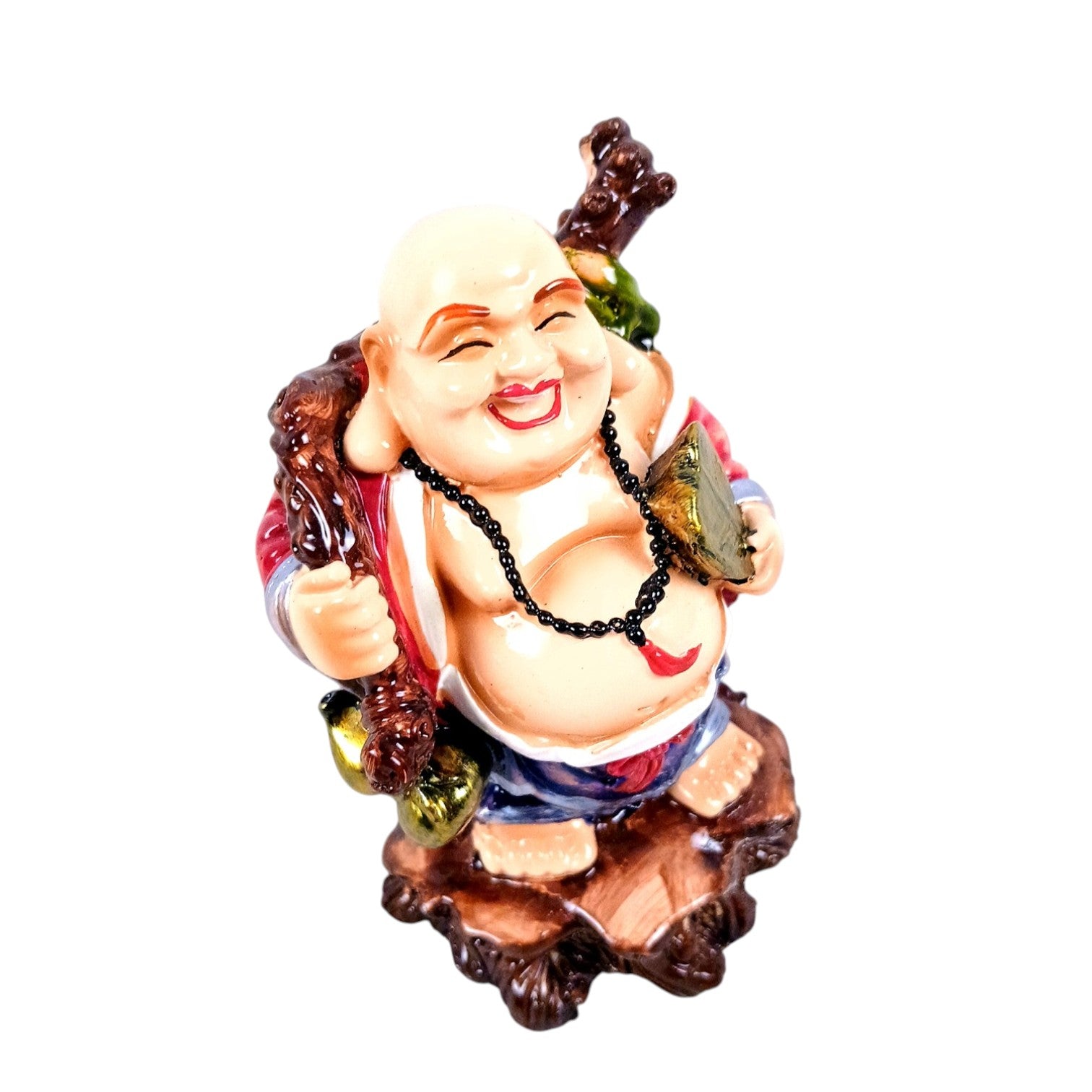 Laughing Buddha Statue | Monk Showpiece with Money Bag for Wealth, Good Luck, Money, Health and Prosperity - For Home, Table & Office Decor & Gift - 4 Inch - Apkamart