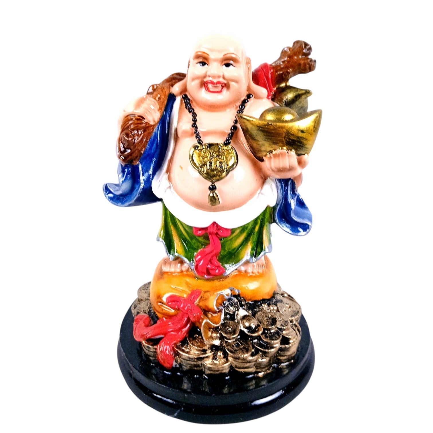 Laughing Buddha Showpiece with Bowl | Feng Shui Decor - Good Luck, Home, Table, Office Decor & Gift - 7 Inch - Apkamart