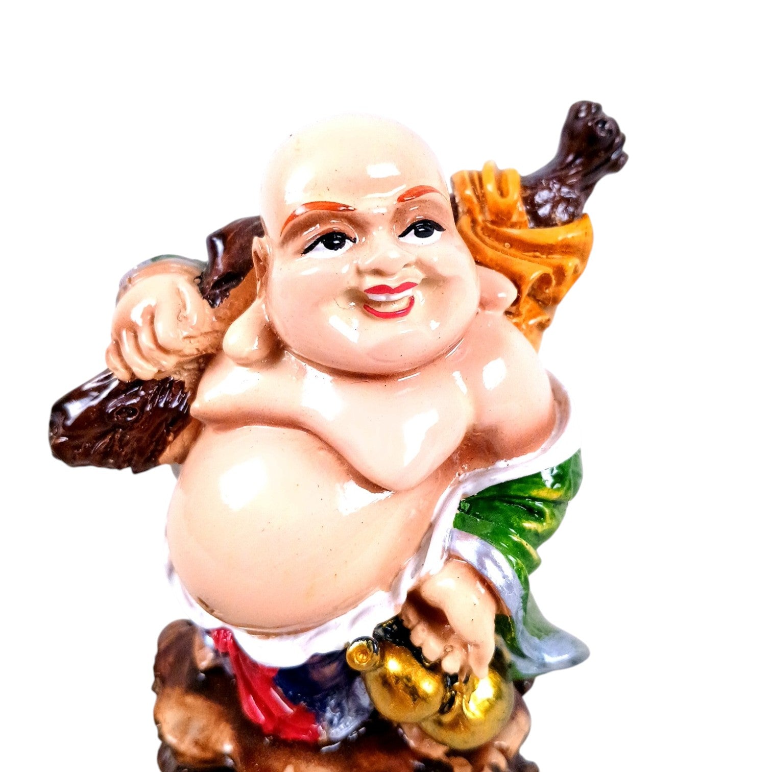  Laughing Buddha Statue | Monk Showpiece with Money Bag for Wealth ,Good Luck, Money, Health and Prosperity - Feng Shui Monk Statue - 4 Inch - Apkamart