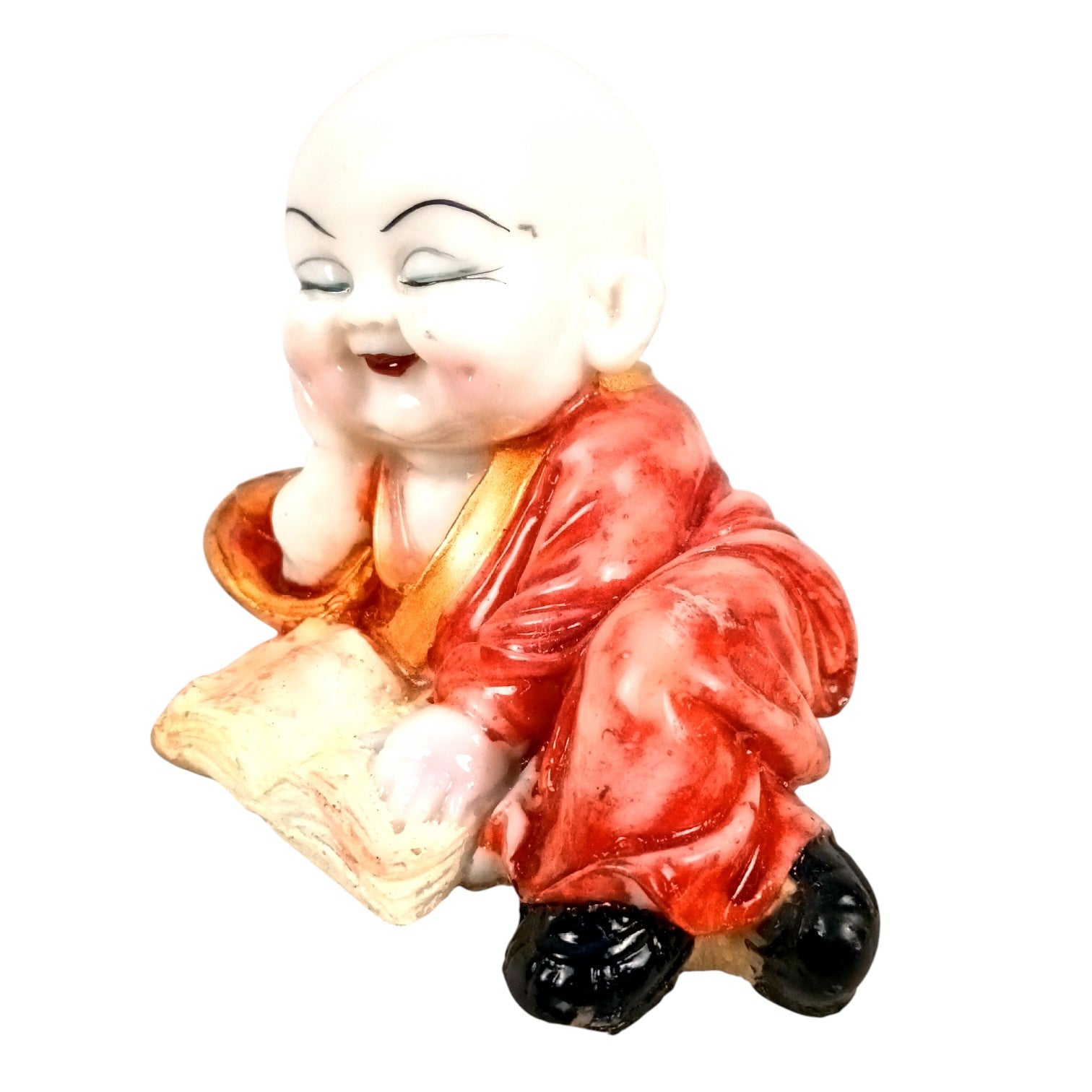 Baby Monk Laughing Buddha Showpiece | Cute Buddha for Home Decor & Office Decor | Decorative Figurine for Living Room, Table & Gifting - 6 Inch - Apkamart