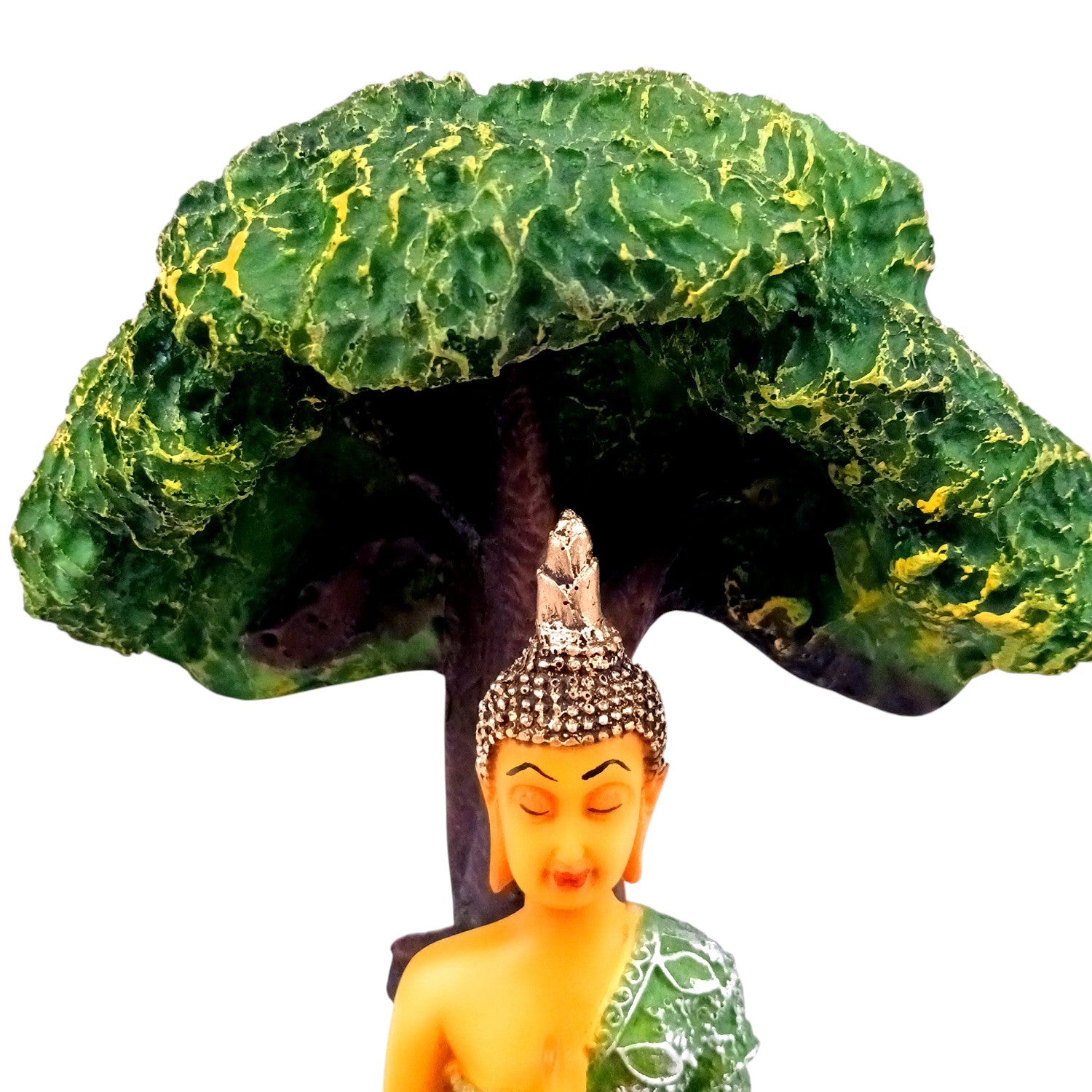 Buddha Statue | Lord Gautam Buddha Idol in Meditation Under Tree Showpiece -For Living room, Home, Table, Shelf, Office Decor & Gift - 9 Inch - Apkamart