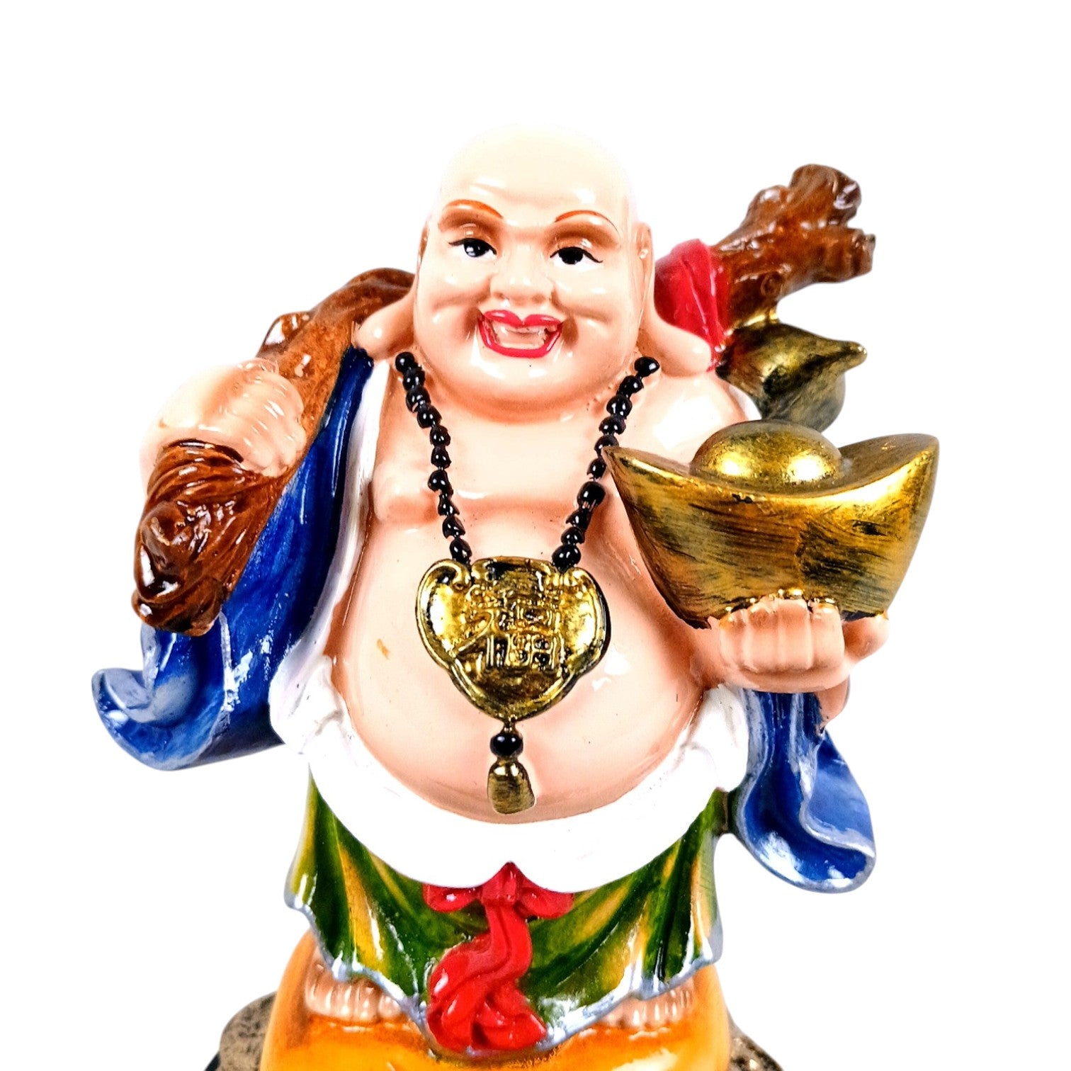 Laughing Buddha Showpiece with Bowl | Feng Shui Decor - Good Luck, Home, Table, Office Decor & Gift - 7 Inch - Apkamart