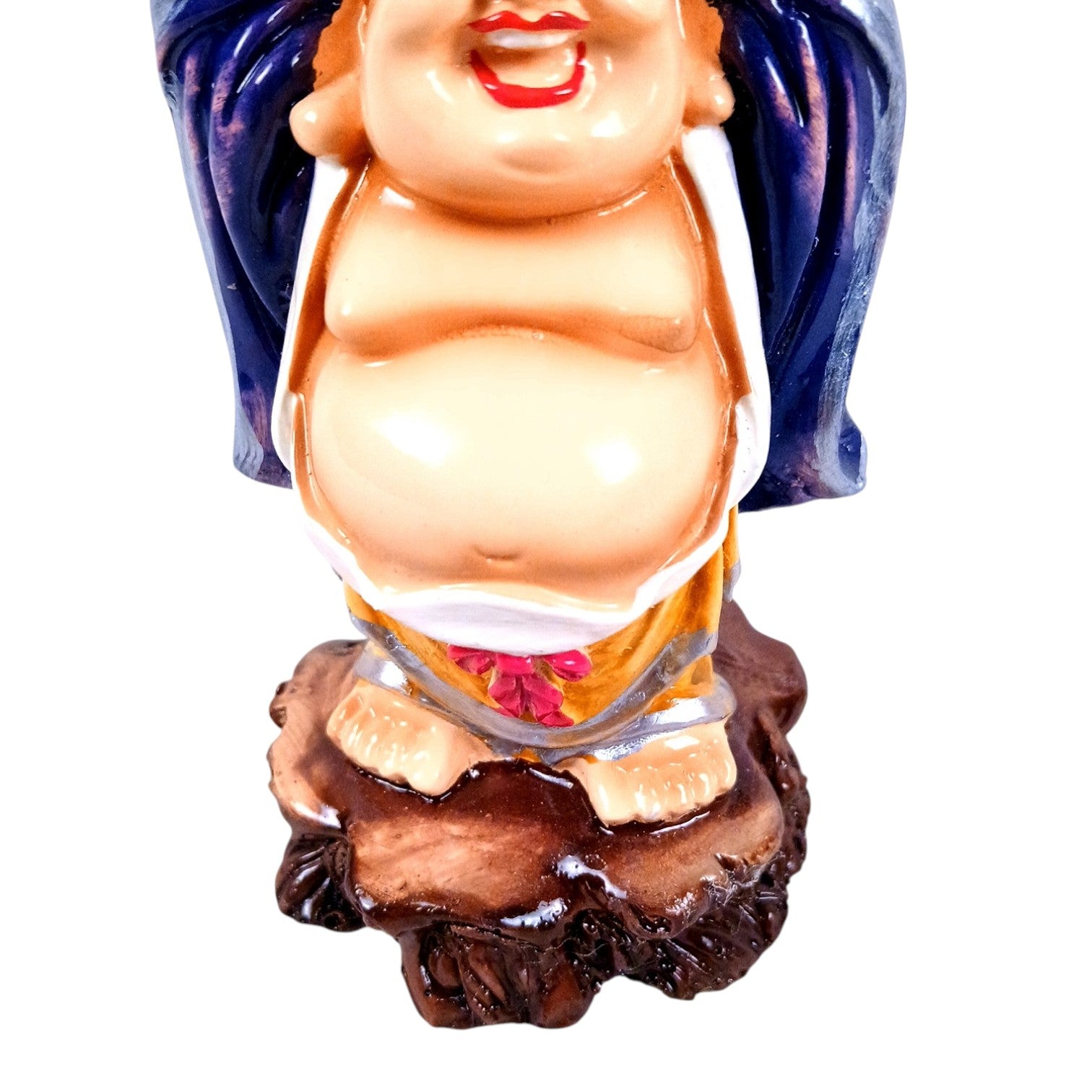 Laughing Buddha With Gold Ingo | Monk Showpiece with Money Bag for Wealth | Good Luck, Money, Health and Prosperity - For Home, Table & Office Decor & Gift - 5 Inch - Apkamart