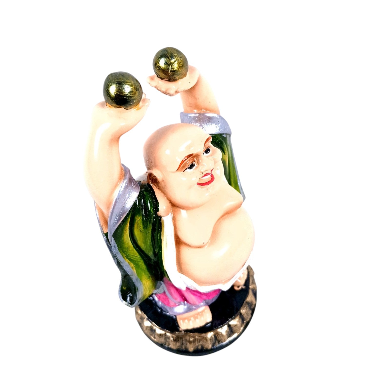 Laughing Buddha Statue with Rustic Look | Buddha Showpiece with Money Bag for Wealth | For Table & Office Decor & Gift - Symbol of wealth,Success, Victory & prosperity - 5 Inch - Apkamart