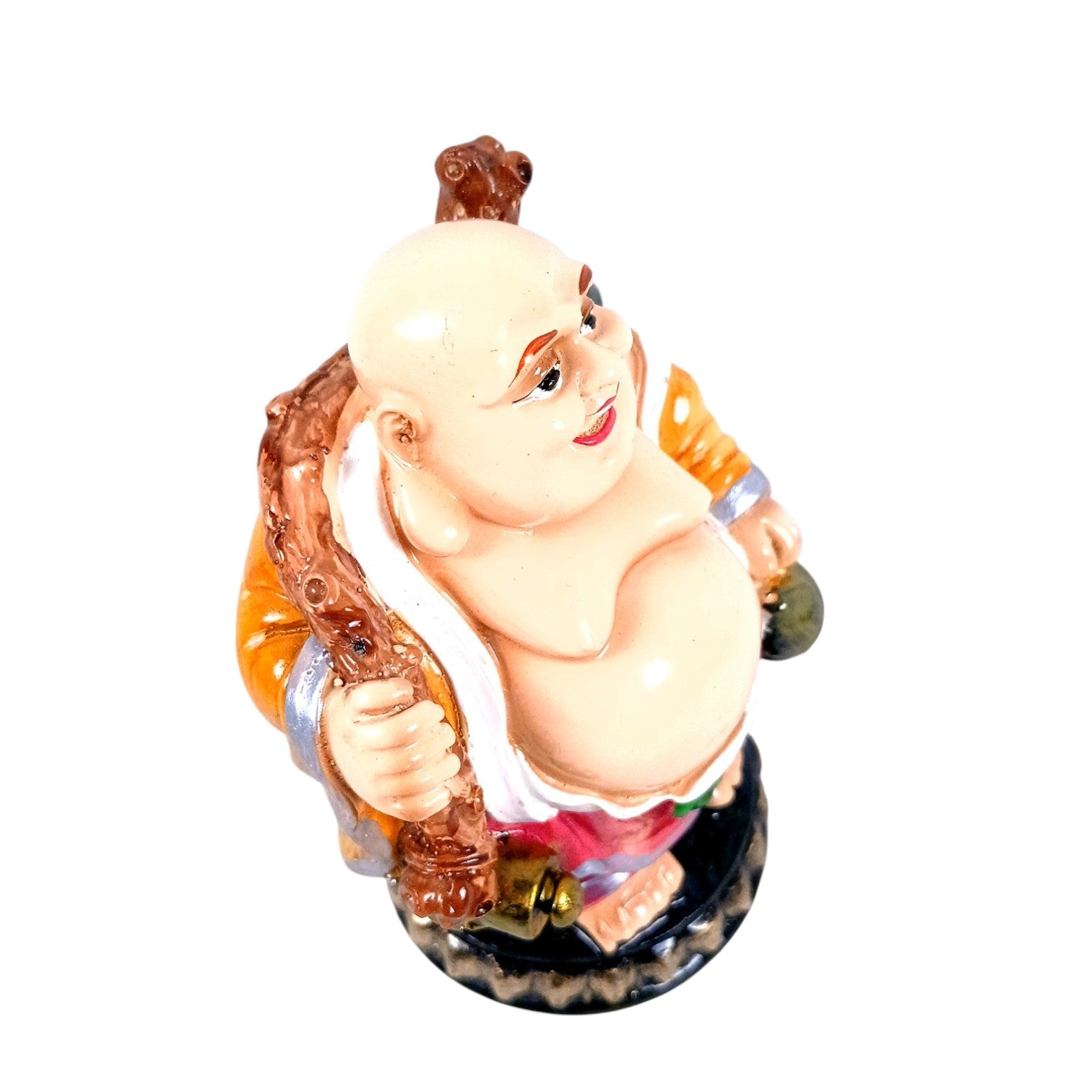 Laughing Buddha Statue | Buddha Showpiece with Money Bag for Wealth | For Good Luck, Home, Table & Office Decor & Gift - Symbol of wealth, good luck & prosperity - 5 Inch - Apkamart
