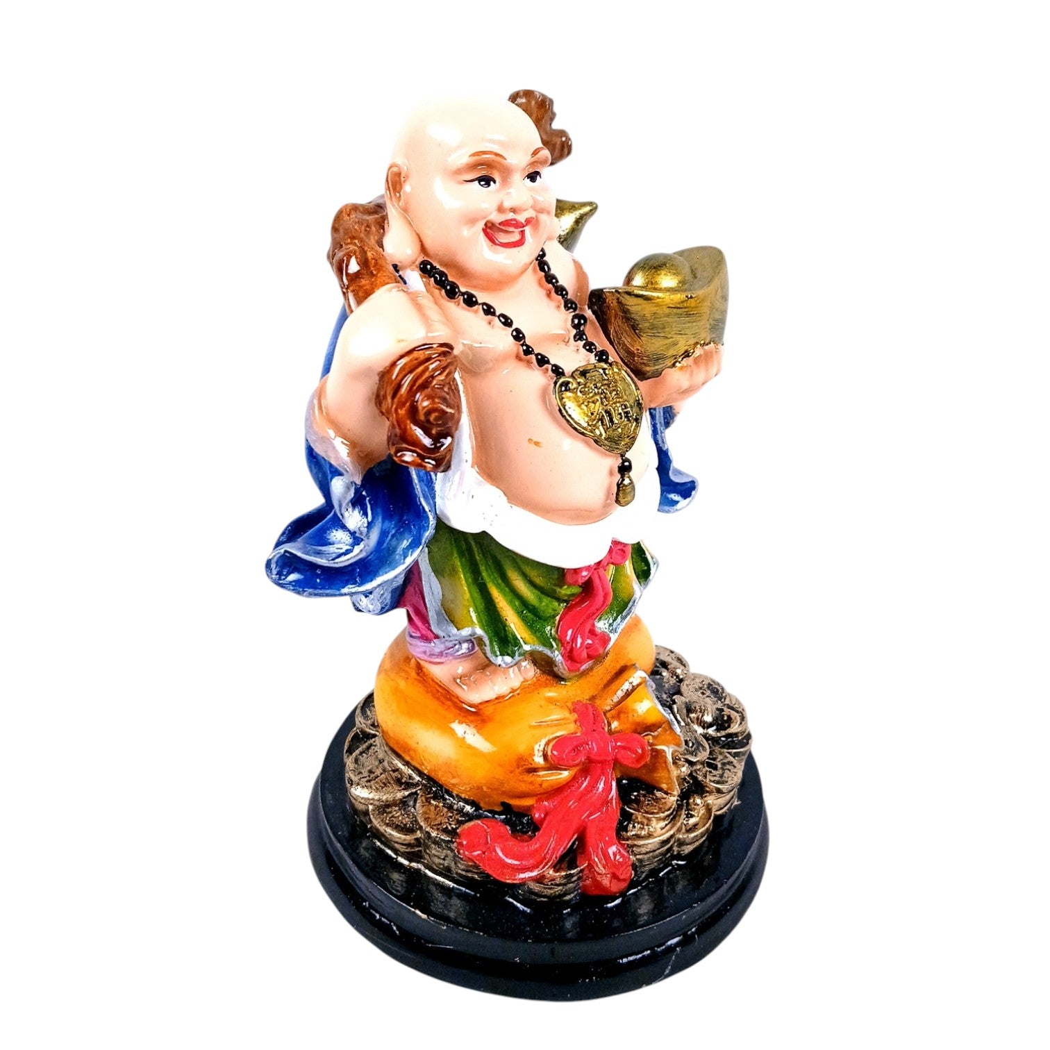 Laughing Buddha Showpiece with Bowl | Feng Shui Decor - Good Luck, Home, Table, Office Decor & Gift - 7 Inch - Apkamart