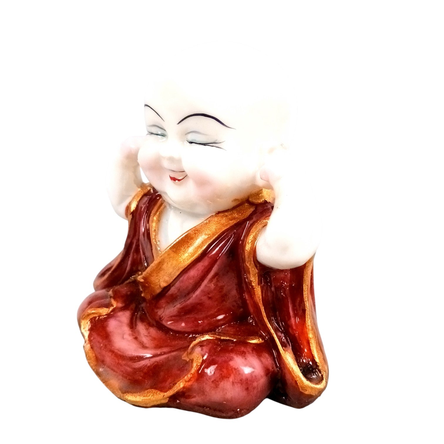 Baby Monk Laughing Buddha Showpiece | Cute Buddha for Home Decor & Office Decor | Decorative Figurine for Living Room, Table & Gifting - 5 Inch - Apkamart