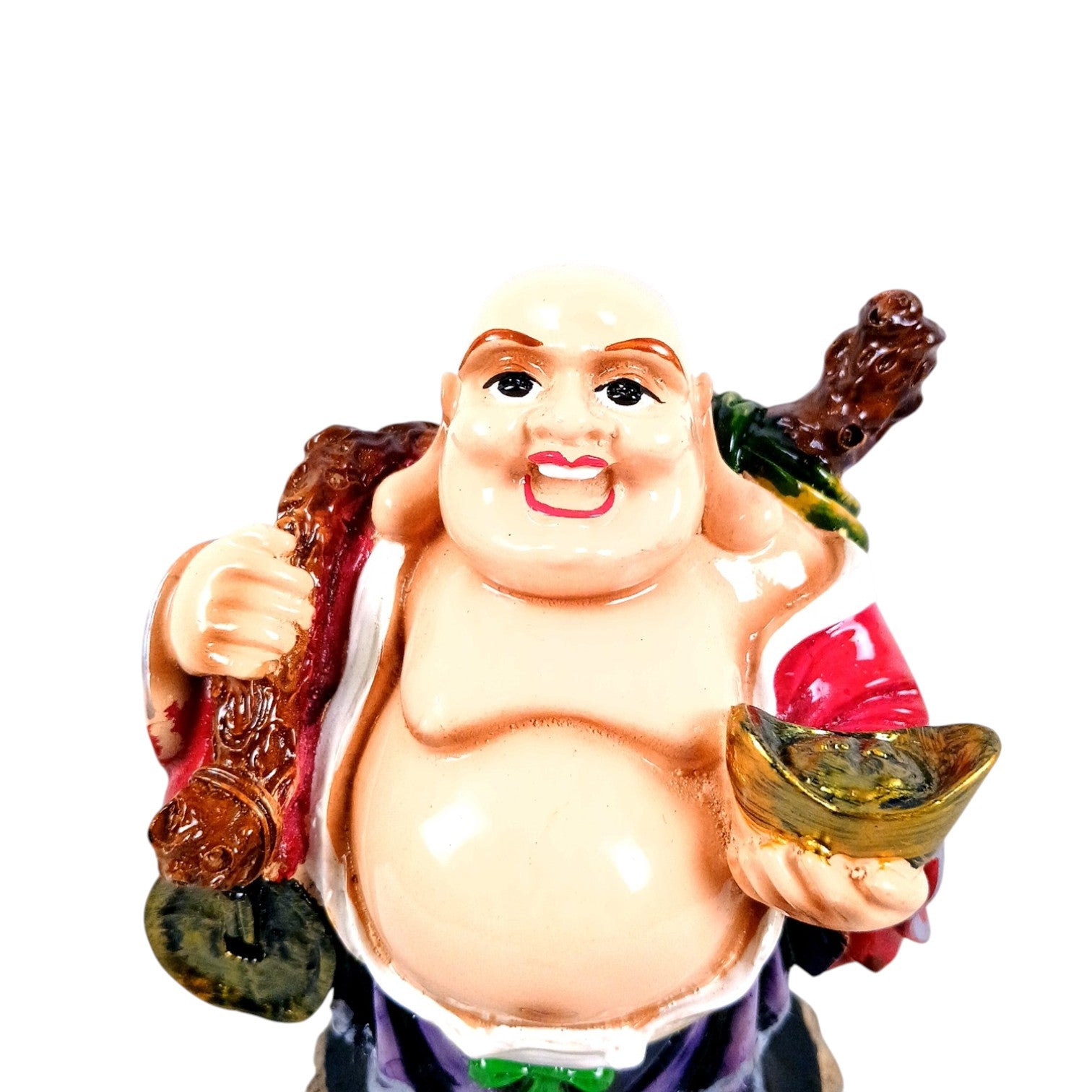  Laughing Buddha Statue with Bowl of happiness | Buddha Showpiece with Money Bag for Wealth | For Good Luck, Home, Table & Office Decor & Gift - Symbol of wealth, good luck & prosperity - 5 Inch - Apkamart