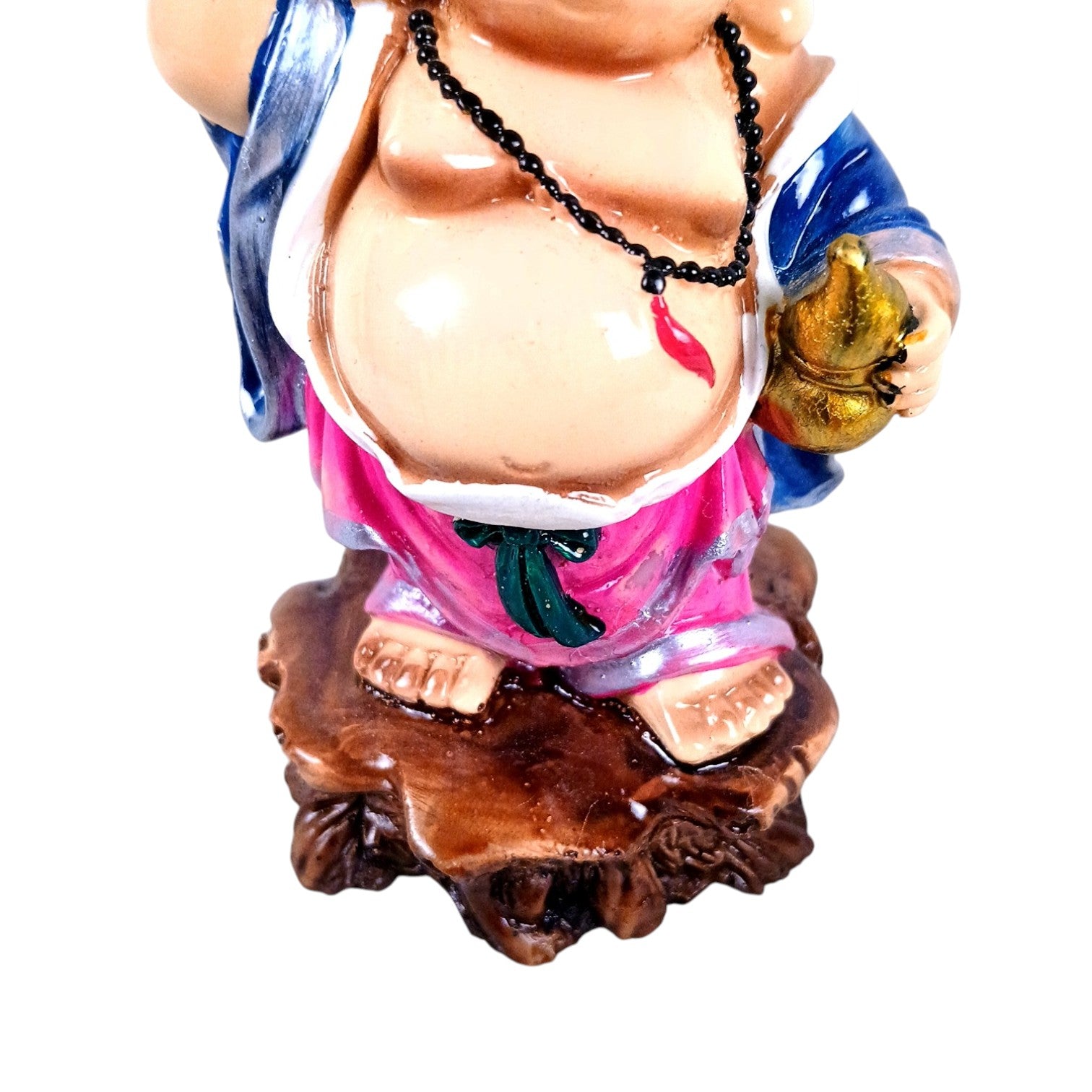 Laughing Buddha Statue | Monk Showpiece with Money Bag for Wealth | Good Luck, Money, Health and fulfillment. - For Home, Table & Office Decor & Gift - 4 Inch - Apkamart