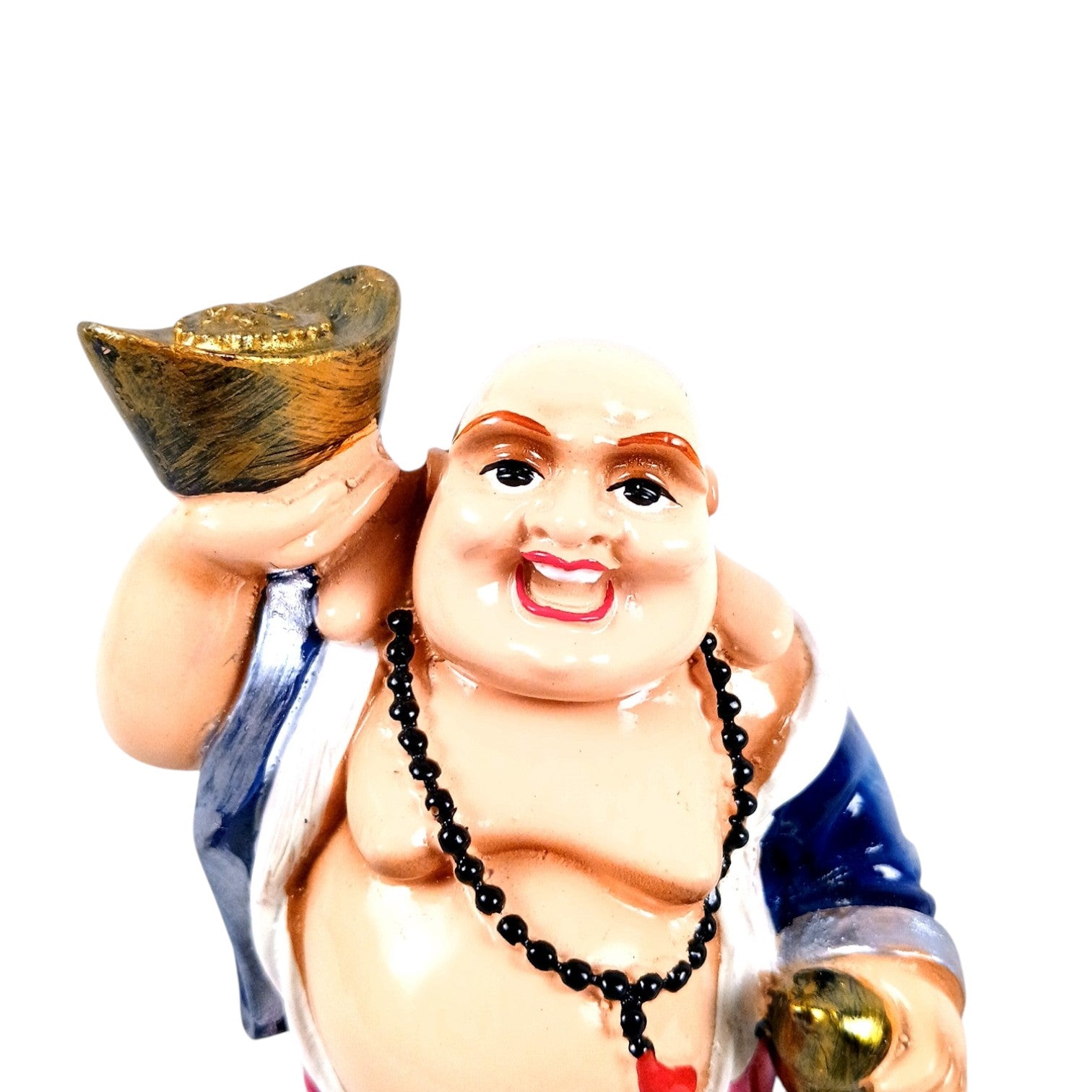 Laughing Buddha Statue with Bowl in Hand | Buddha Showpiece with Money Bag for Wealth | For Good Luck, Home, Table & Office Decor & Gift - Symbol of wealth, good luck & prosperity - 5 Inch - Apkamart