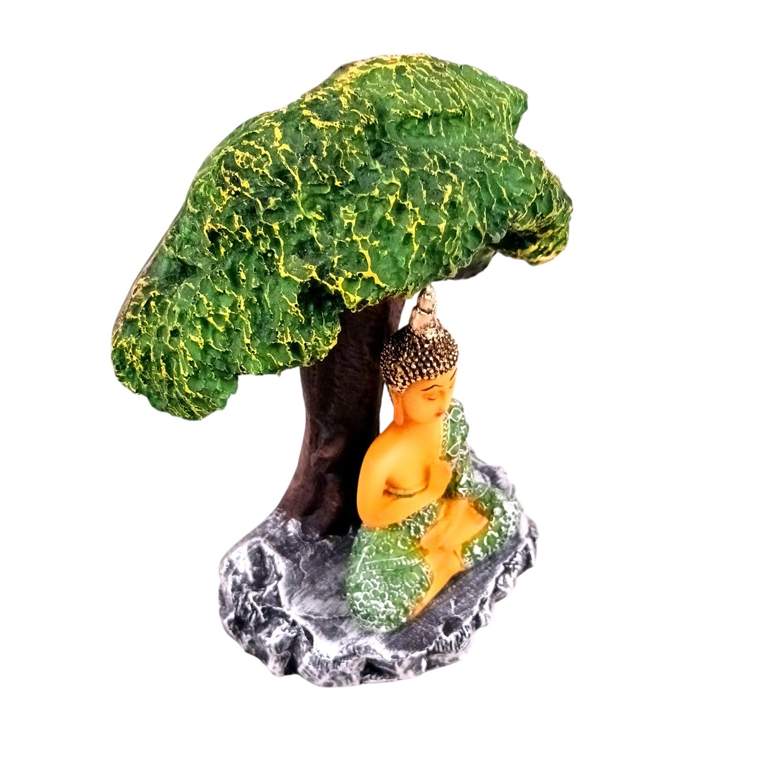 Buddha Statue | Lord Gautam Buddha Idol in Meditation Under Tree Showpiece -For Living room, Home, Table, Shelf, Office Decor & Gift - 9 Inch - Apkamart