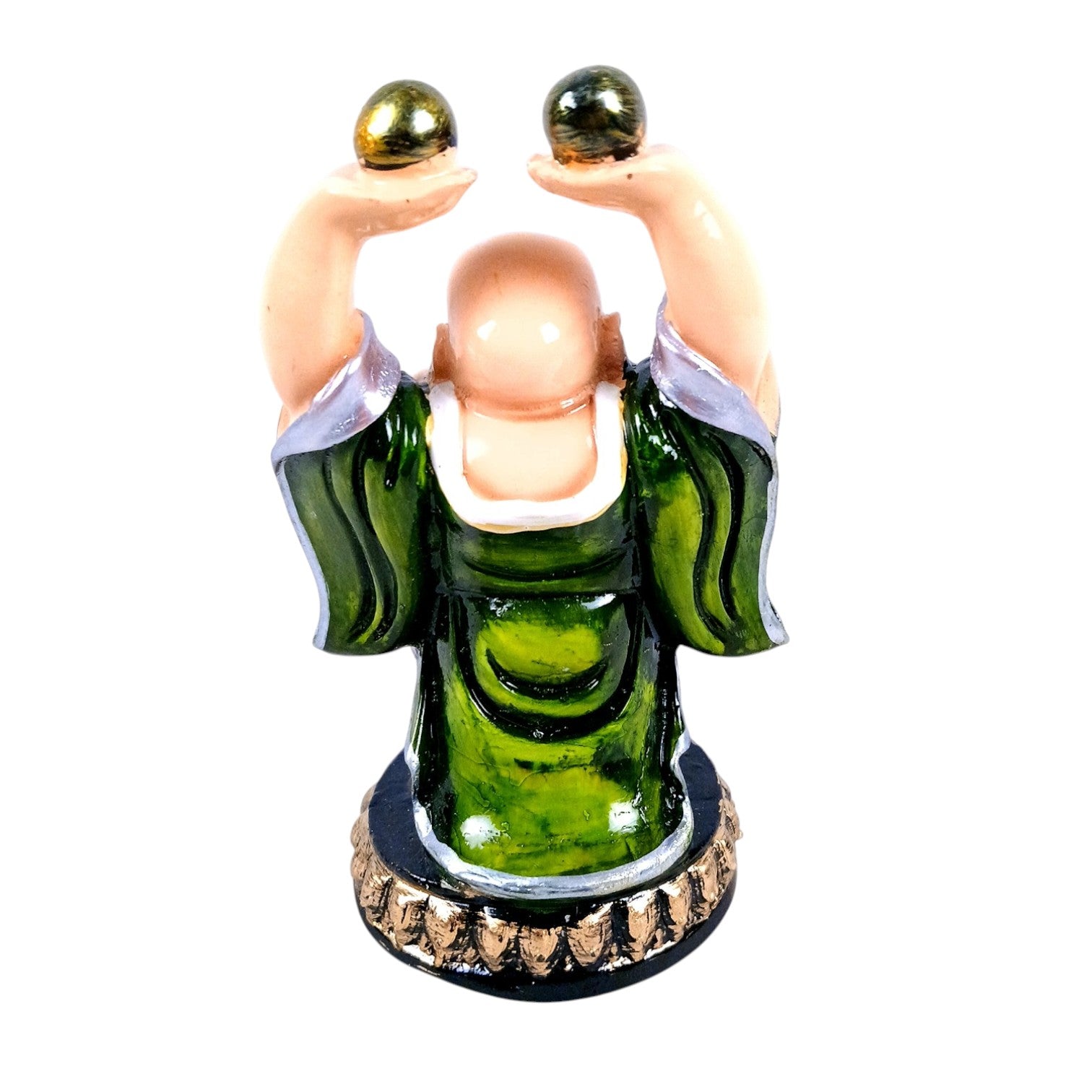 Laughing Buddha Statue with Rustic Look | Buddha Showpiece with Money Bag for Wealth | For Table & Office Decor & Gift - Symbol of wealth,Success, Victory & prosperity - 5 Inch - Apkamart