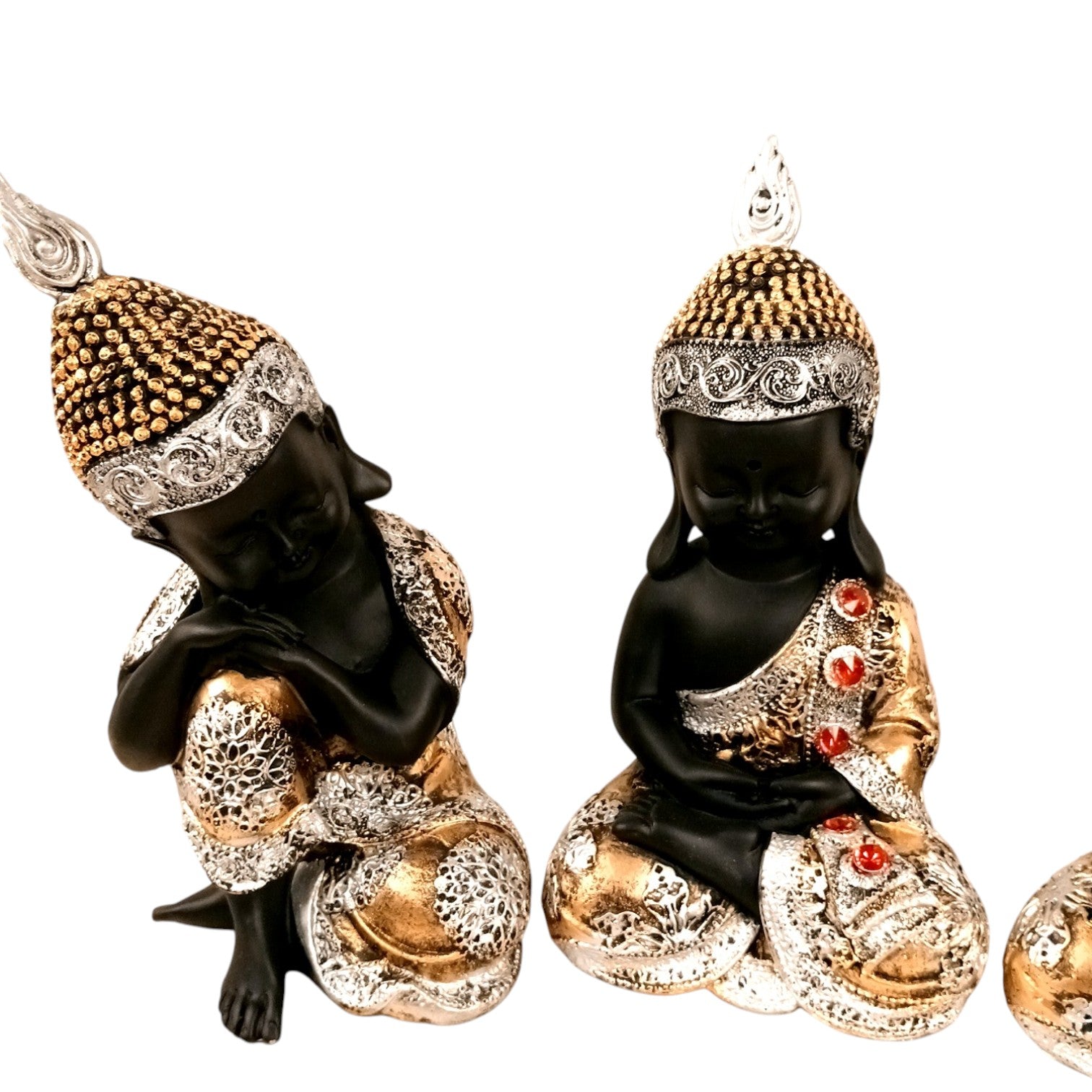 Buddha Statues | Lord Gautam Buddha Sitting Pose Idol Showpiece - For Living room, Home, Table, Shelf, Office Décor | Housewarming & Birthday Gift - 10 Inch (Set Of 2) - Apkamart