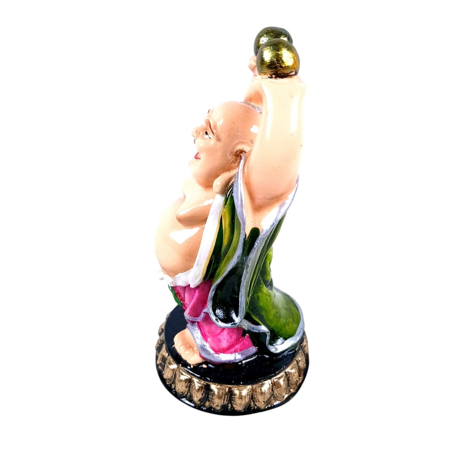 Laughing Buddha Statue with Rustic Look | Buddha Showpiece with Money Bag for Wealth | For Table & Office Decor & Gift - Symbol of wealth,Success, Victory & prosperity - 5 Inch - Apkamart