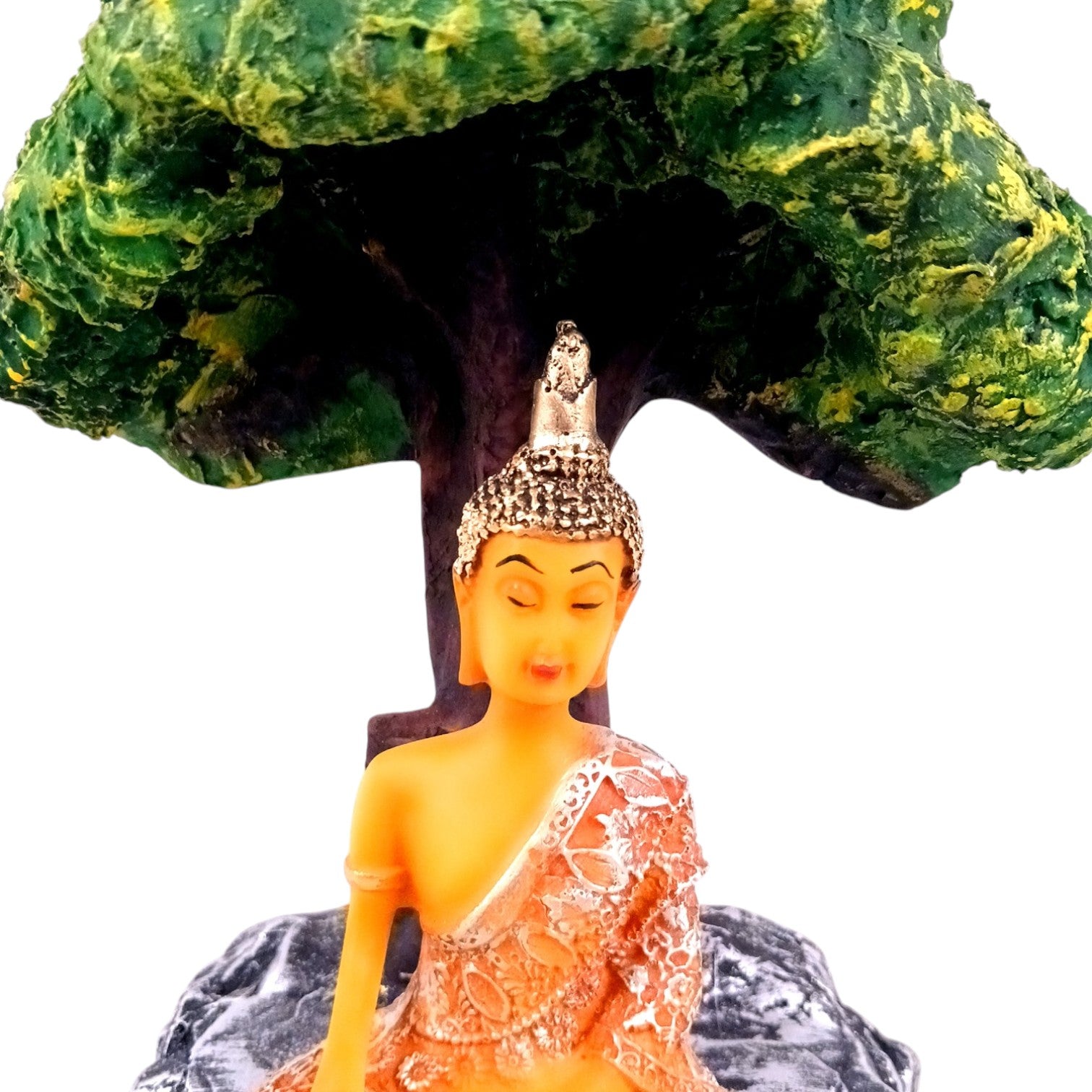Buddha Statue | Lord Gautam Buddha in Meditation Under Tree Idol Showpiece - For Living room, Home, Table, Shelf, Office Decor & Gift - 9 Inch - Apkamart