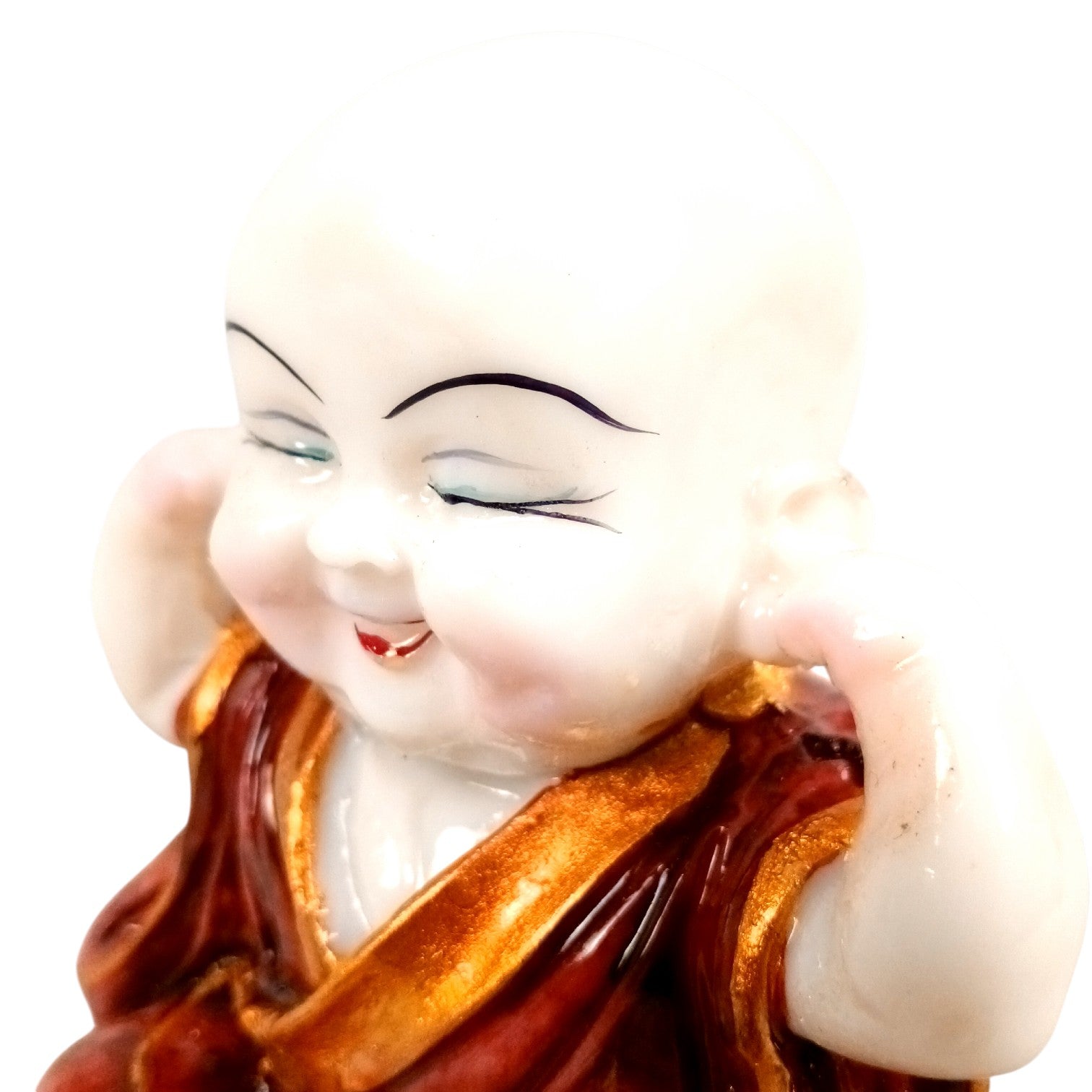Baby Monk Laughing Buddha Statue | Cute Buddha Showpiece for Home Decor & Vastu | Decorative Figurine for Living Room, Table & Gifting - (Pack Of 2) - Apkamart