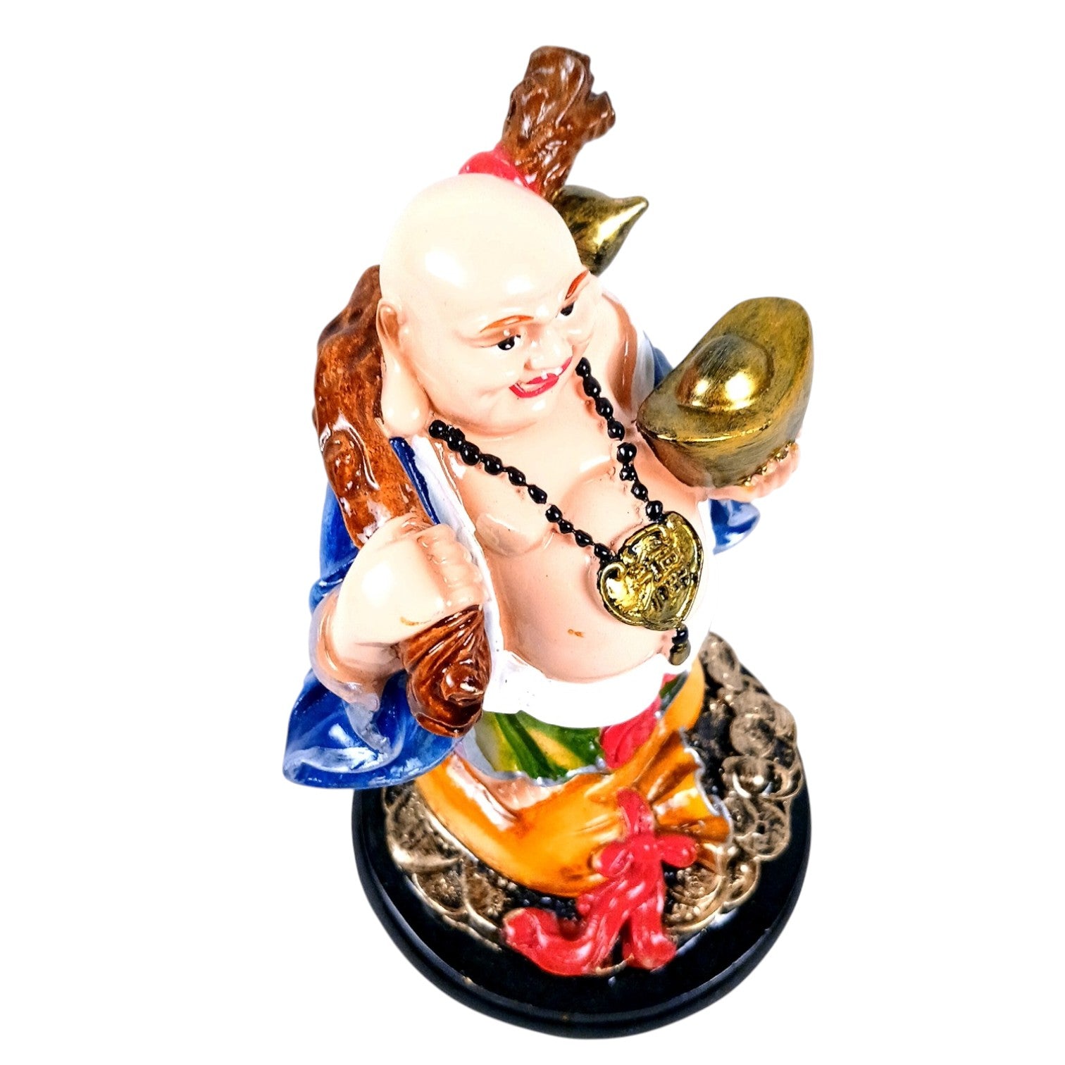 Laughing Buddha Showpiece with Bowl | Feng Shui Decor - Good Luck, Home, Table, Office Decor & Gift - 7 Inch - Apkamart
