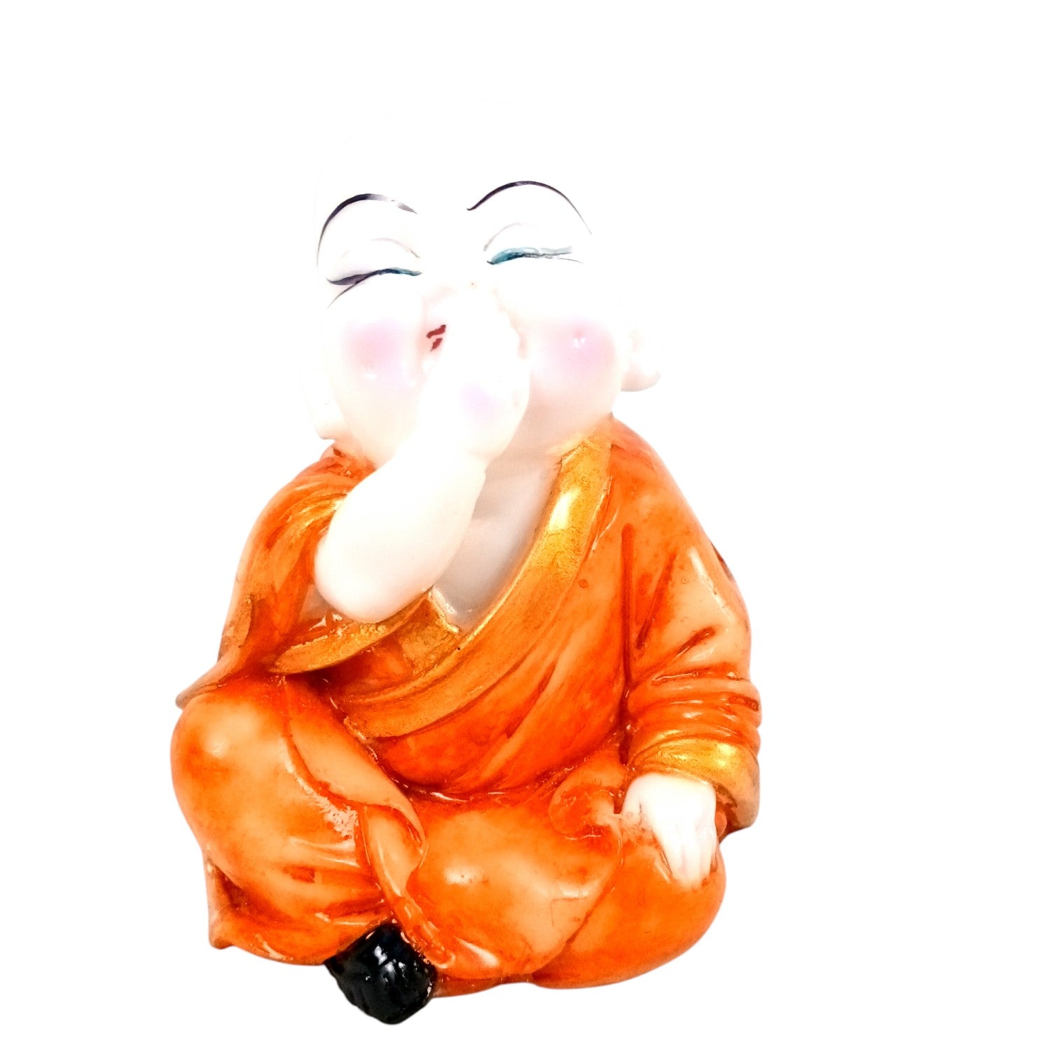 Baby Monk Laughing Buddha Statue | Cute Buddha Showpiece for Home Decor & Vastu | Decorative Figurine for Living Room, Table & Gifting - (Pack Of 2) - Apkamart