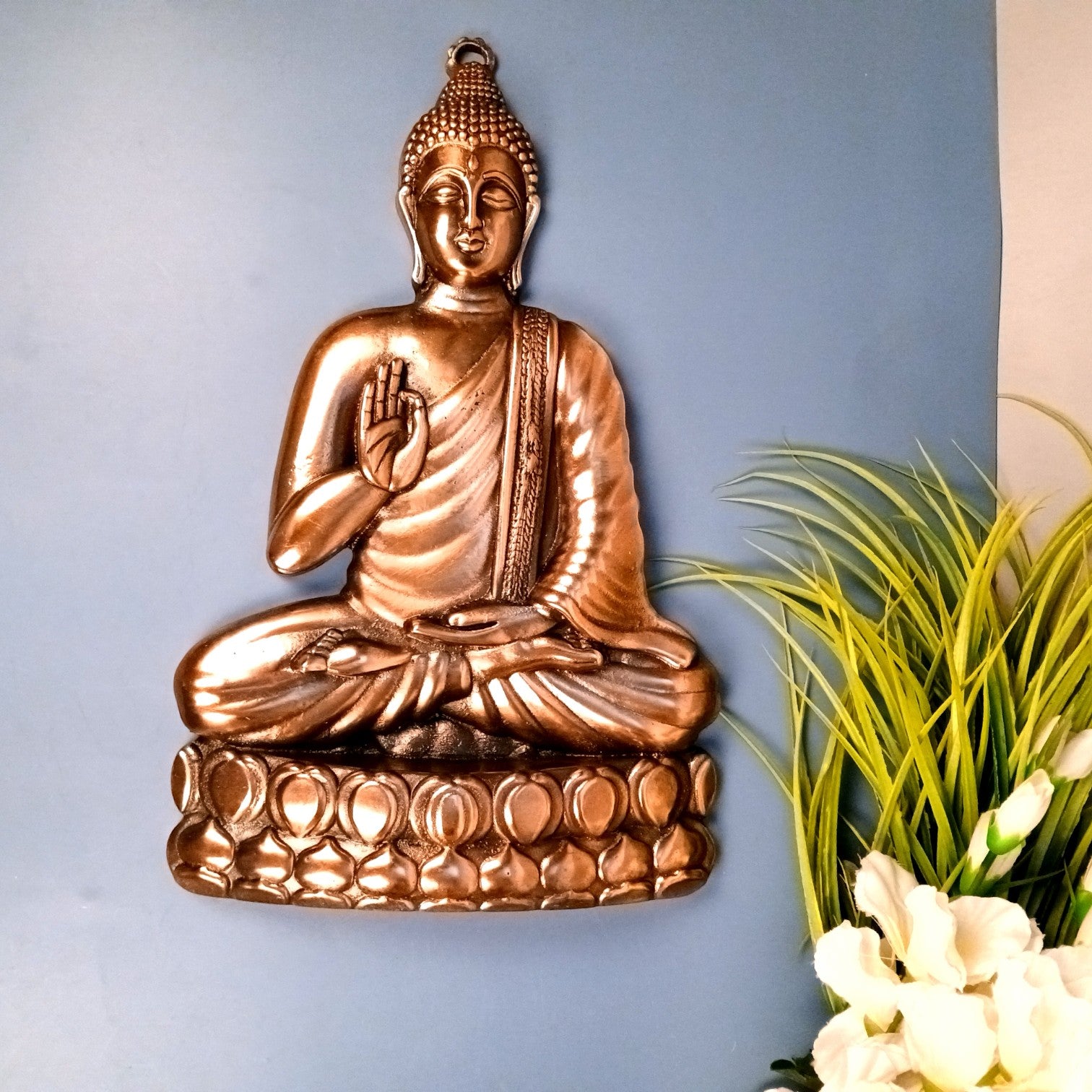 Buddha Wall Hanging for Home Decor | Decorative Wall Art for Living Room, Bedroom & Office | Wall Hanging Showpiece & Gift Item - 17 Inch - Apkamart