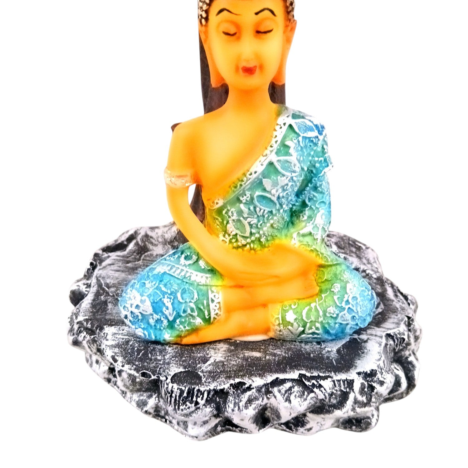 Buddha Statue | Lord Gautam Buddha in Meditation Under Tree Idol Showpiece | Good Luck, Money, Health and Prosperity - For Living room, Home, Table, Decor & Gift - 9 Inch - Apkamart