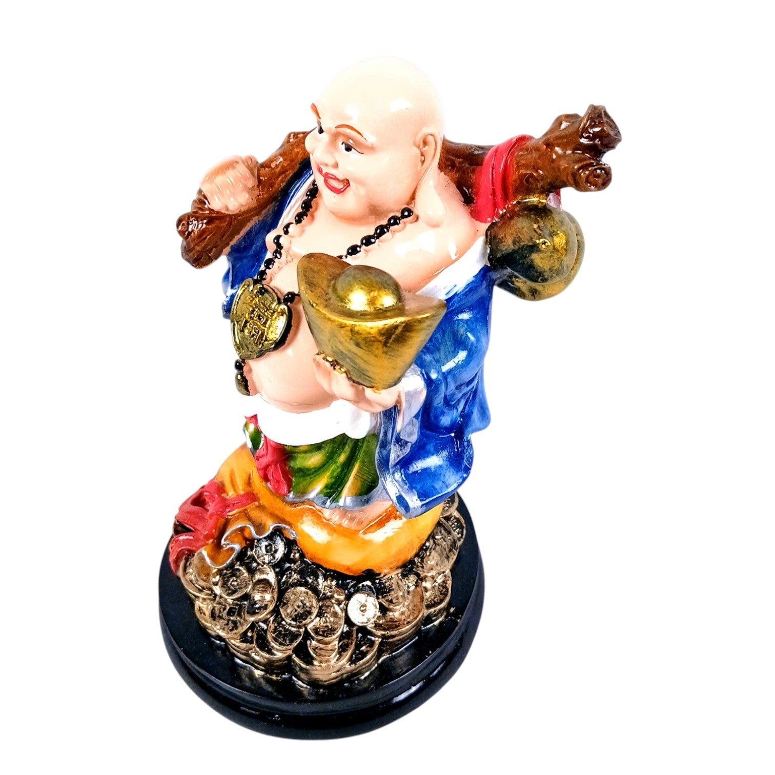 Laughing Buddha Showpiece with Bowl | Feng Shui Decor - Good Luck, Home, Table, Office Decor & Gift - 7 Inch - Apkamart