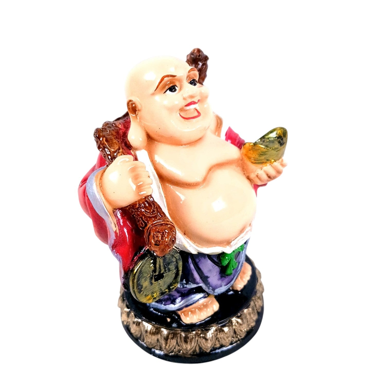  Laughing Buddha Statue with Bowl of happiness | Buddha Showpiece with Money Bag for Wealth | For Good Luck, Home, Table & Office Decor & Gift - Symbol of wealth, good luck & prosperity - 5 Inch - Apkamart