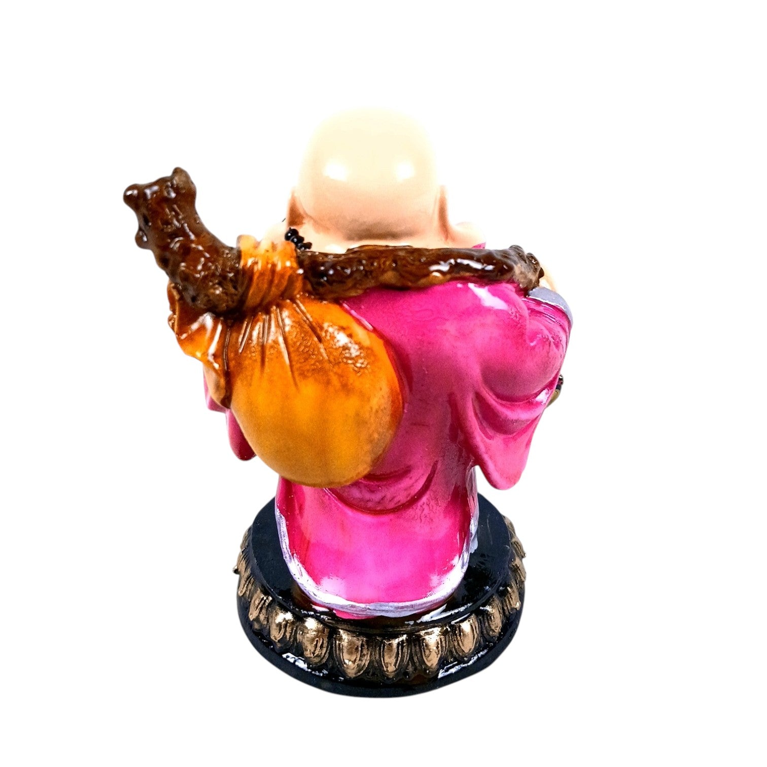 Laughing Buddha Statue with Fan | Buddha Showpiece with Money Bag for Wealth | For Home, Table & Office Decor & Gift - Protect From negative energy & problems - 6 Inch - Apkamart