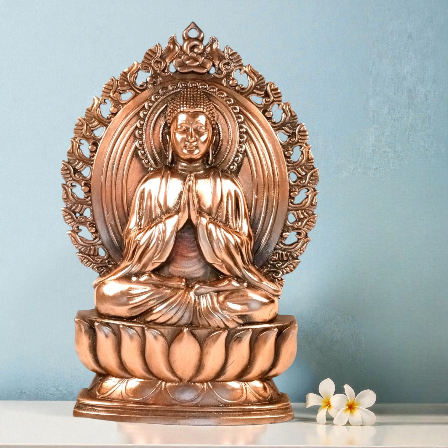 Buddha Wall Hanging | Religious Wall Idol | Antique Finish Decorative Buddha Face for Home, Office & Meditation Space - 23 Inch - Apkamart