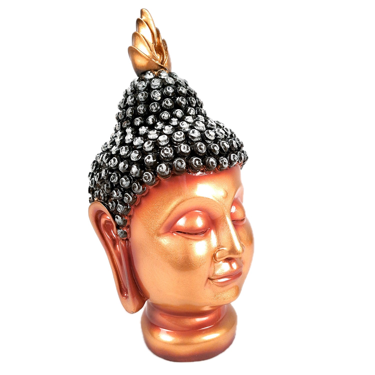 Buddha Head Statue | Lord Gautam Buddha Face Idol Showpiece - for Living Room, Home, Table, Office Decor & Gift - 11 Inch - Apkamart