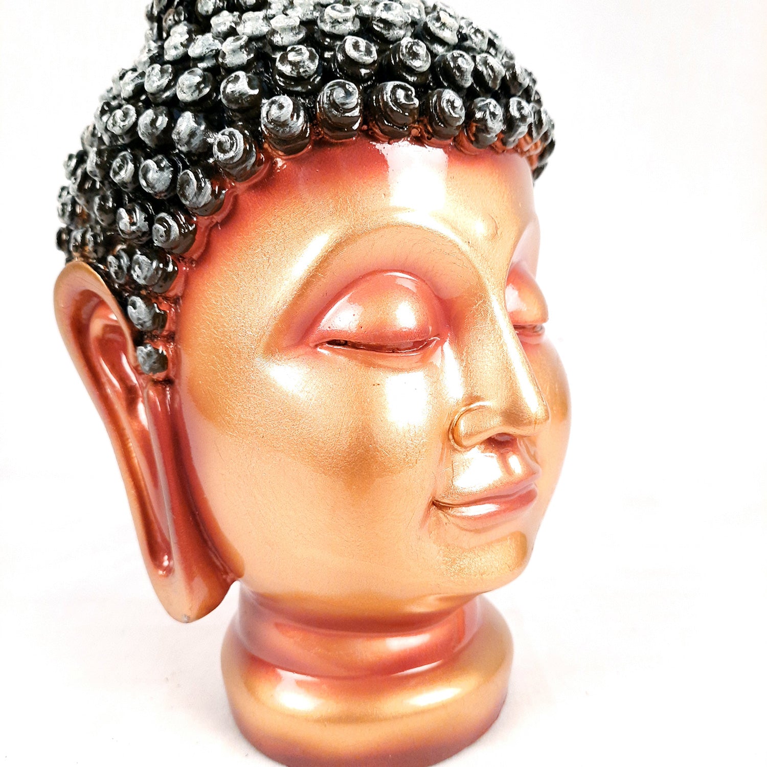 Buddha Head Statue | Lord Gautam Buddha Face Idol Showpiece - for Living Room, Home, Table, Office Decor & Gift - 11 Inch - Apkamart