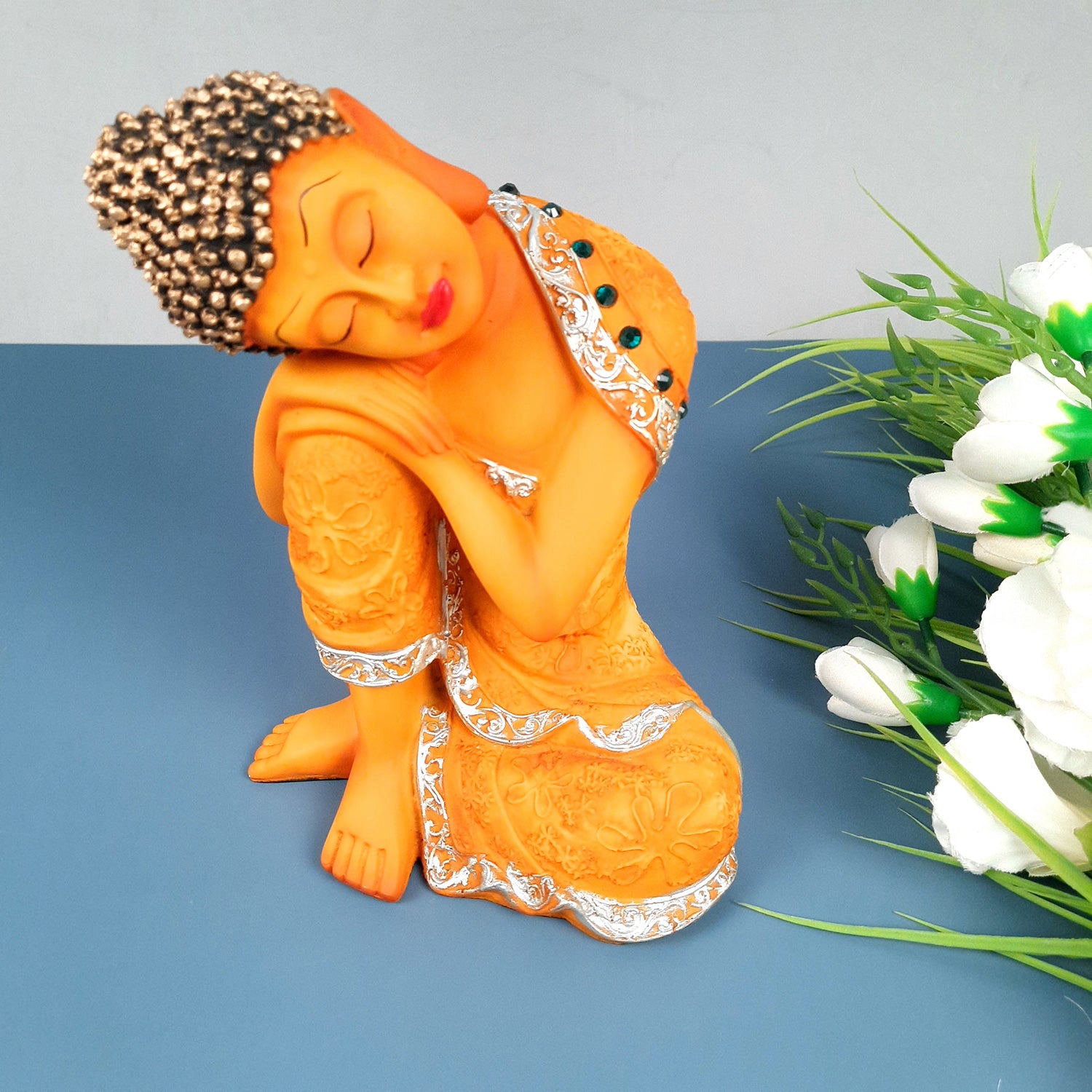 Buddha Statue | Lord Gautam Buddha Relaxing Design Idol Showpiece - For Living room, Home, Table, Shelf, Office Decor & Gift - 9 Inch - apkamart