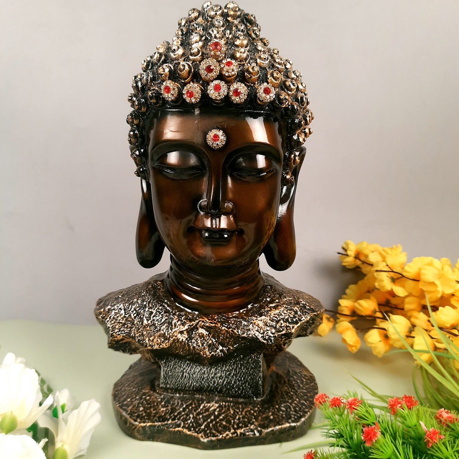 Buddha Head Showpiece | Buddha Face Statue - For Living room, Home, Table, Shelf, Office Decor | Housewarming & Birthday Gift -18 Inch - apkamart #style_style 2