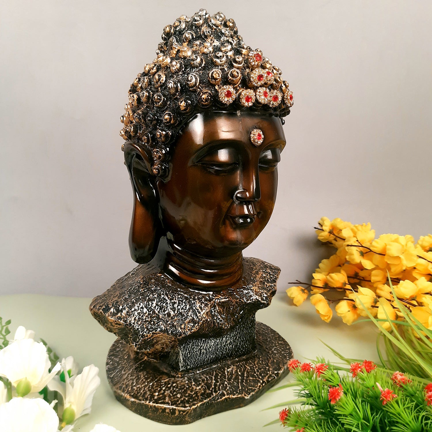 Buddha Head Showpiece | Buddha Face Statue - For Living room, Home, Table, Shelf, Office Decor | Housewarming & Birthday Gift -18 Inch - apkamart #style_style 2