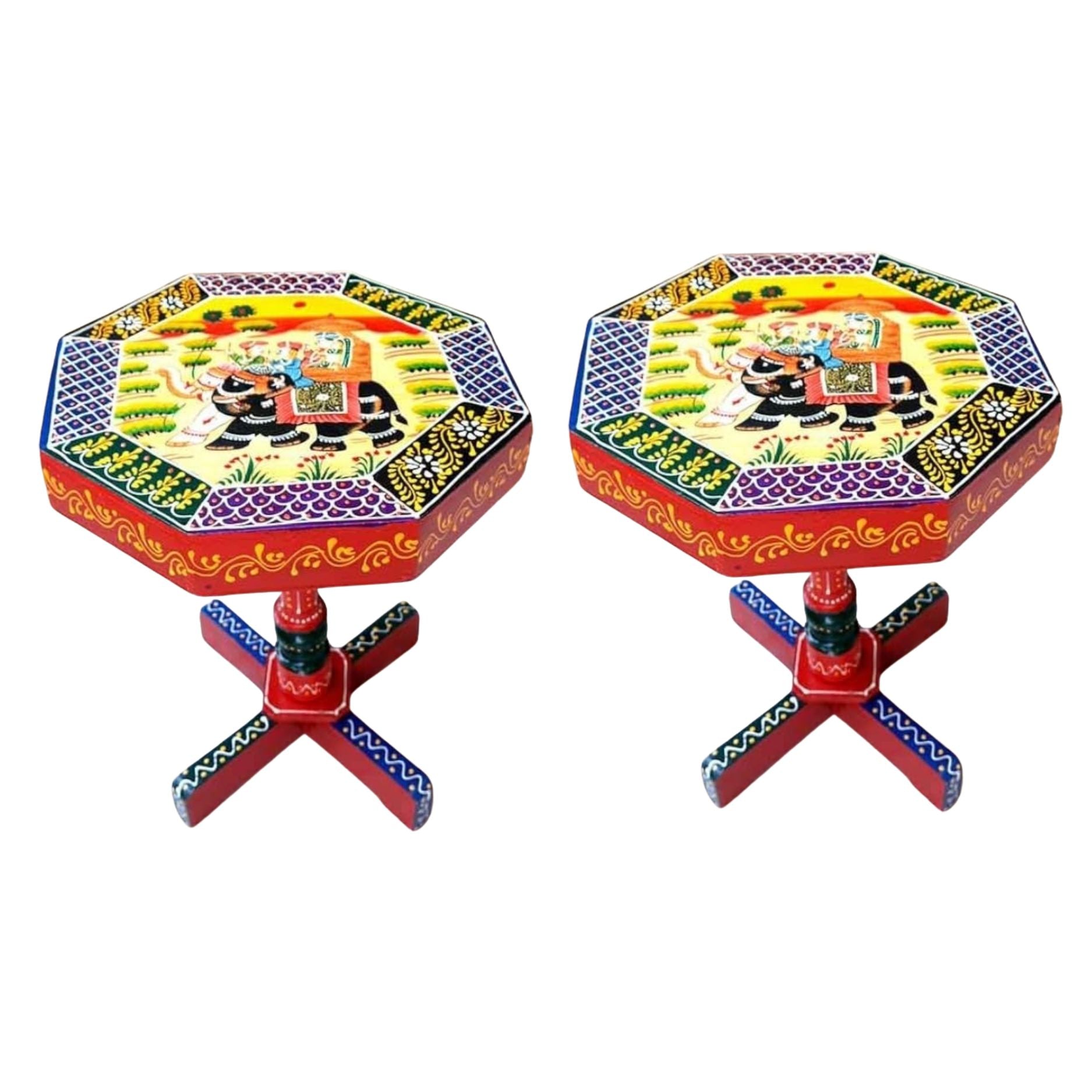 End Tables | Wooden Coffee Table |Side Table for Keeping Lamp, Vases & Plants | Handcrafted Stools - for Bedside, Home Decor, Corners, Sofa Side Stool, Office & Gifts - 15 Inch (Set of 2)