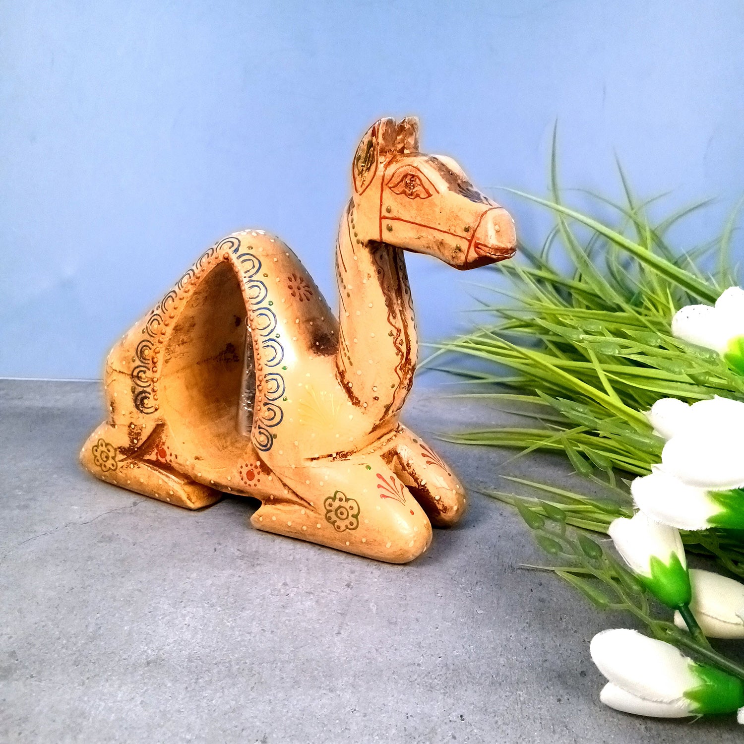 Camel Showpiece | Camel With Bell Statue | Animal Figurines - for Vastu, Showpieces for Home Table, Living Room Decor & Gifts - 8 Inch - Apkamart