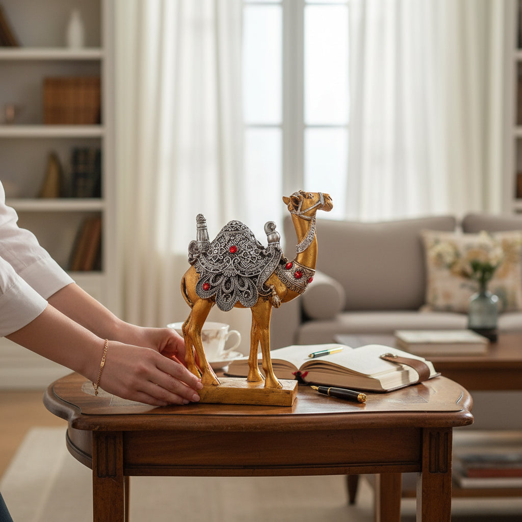 Camel Showpiece | Decorative Camel Statue for Home Decor & Vastu | Animal Figurine for Living Room, Table & Gifting - 9 Inch - Apkamart