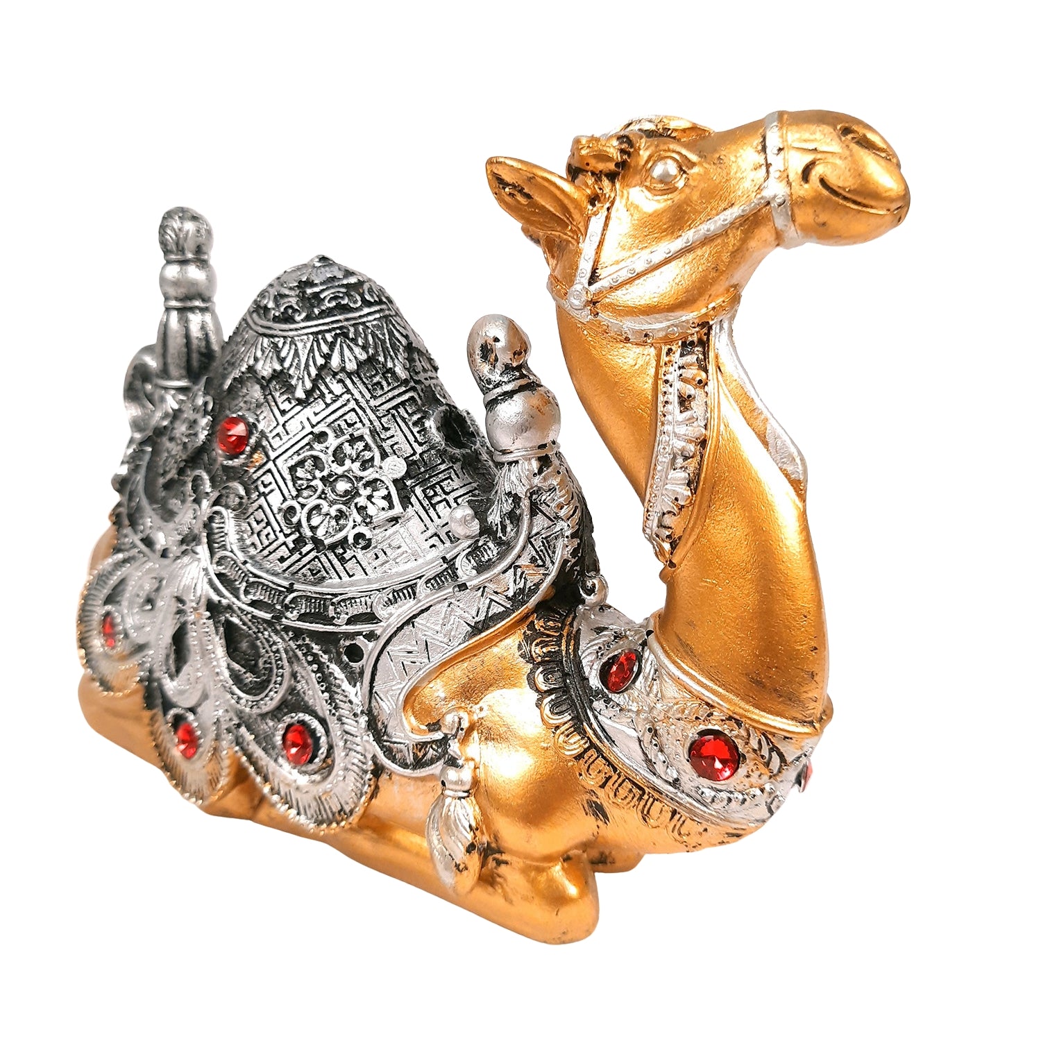 Camel Showpiece Set | Sitting & Standing Camel Statue for Home Décor & Vastu | Decorative Animal Figurines for Living Room, Table & Gifting - (Set of 2) - Apkamart