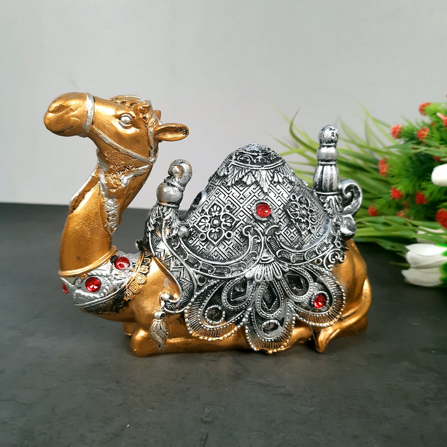 Camel Sitting Showpiece | Decorative Camel Statue for Home Décor & Vastu | Animal Figurine for Living Room, Table & Gifting - 8 Inch - Apkamart