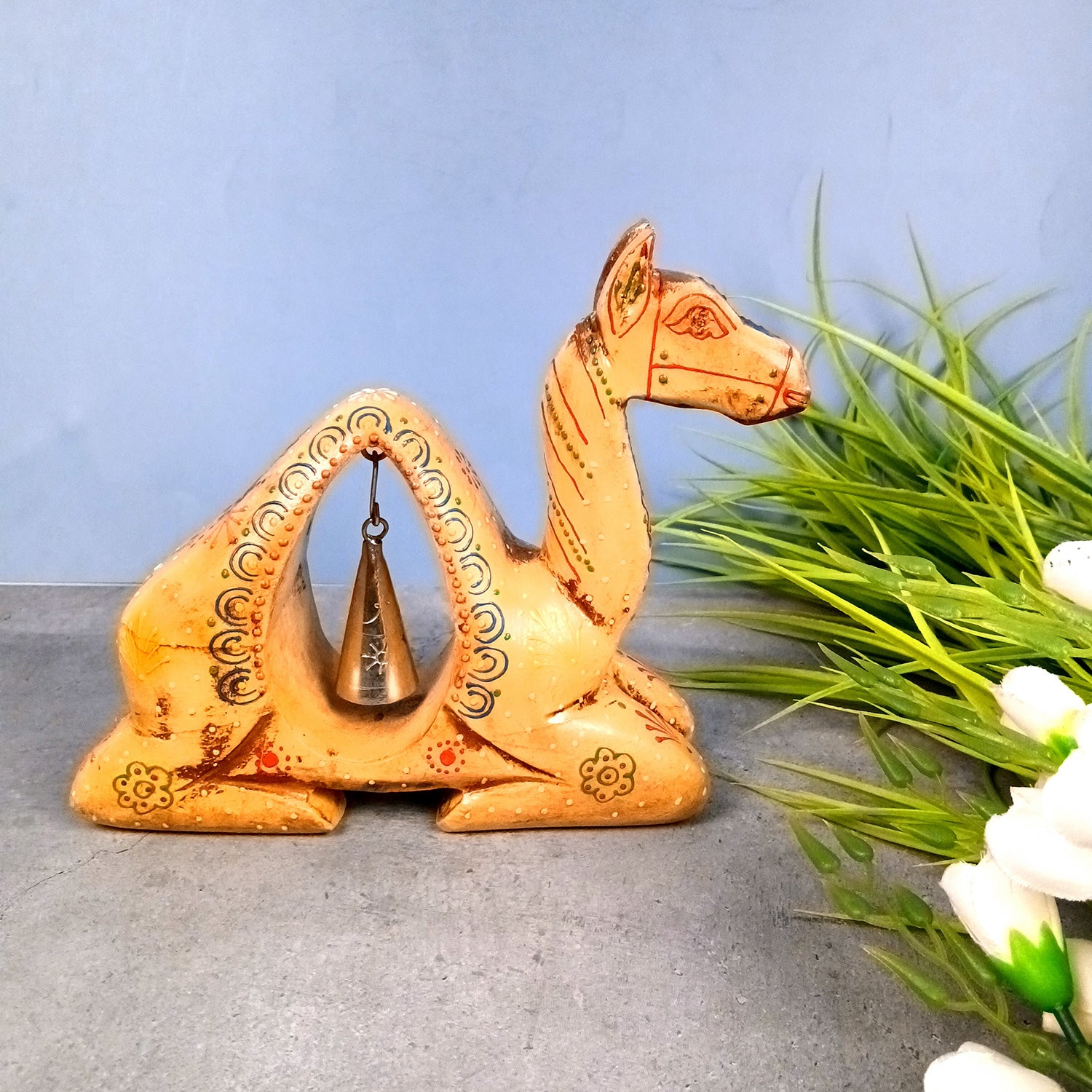 Camel Showpiece | Camel With Bell Statue | Animal Figurines - for Vastu, Showpieces for Home Table, Living Room Decor & Gifts - 8 Inch - Apkamart