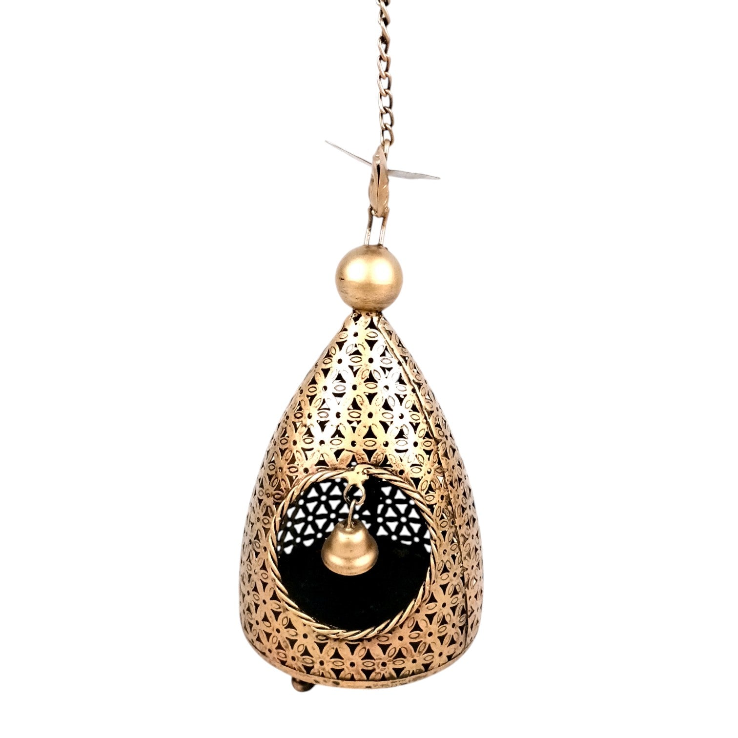 Hanging Tea Light Candle Holder | Decorative Hanging Lantern with Cutwork Design – Shadow Effect Candle Stand for Home Decor, Living Room & Festive Decoration,Diwali - 21 Inch - Apkamart